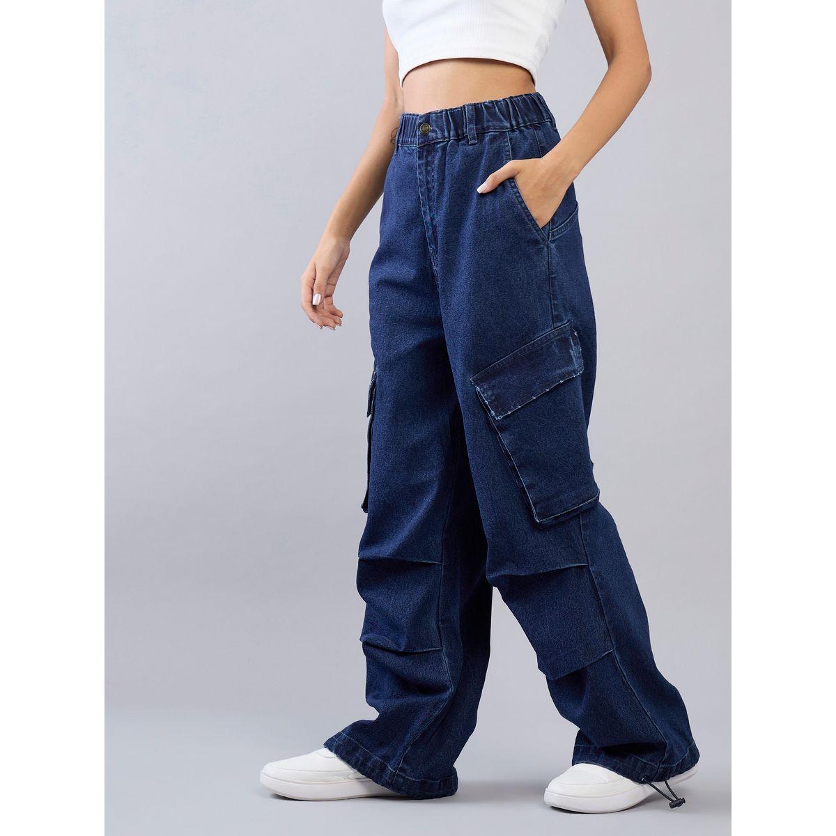 Noh-Voh X Styli  Panelled Drawcord Hem Cargo Jeans with Elastic Waistband-girls-clothing-bottoms-jeansandjeggings-image-3