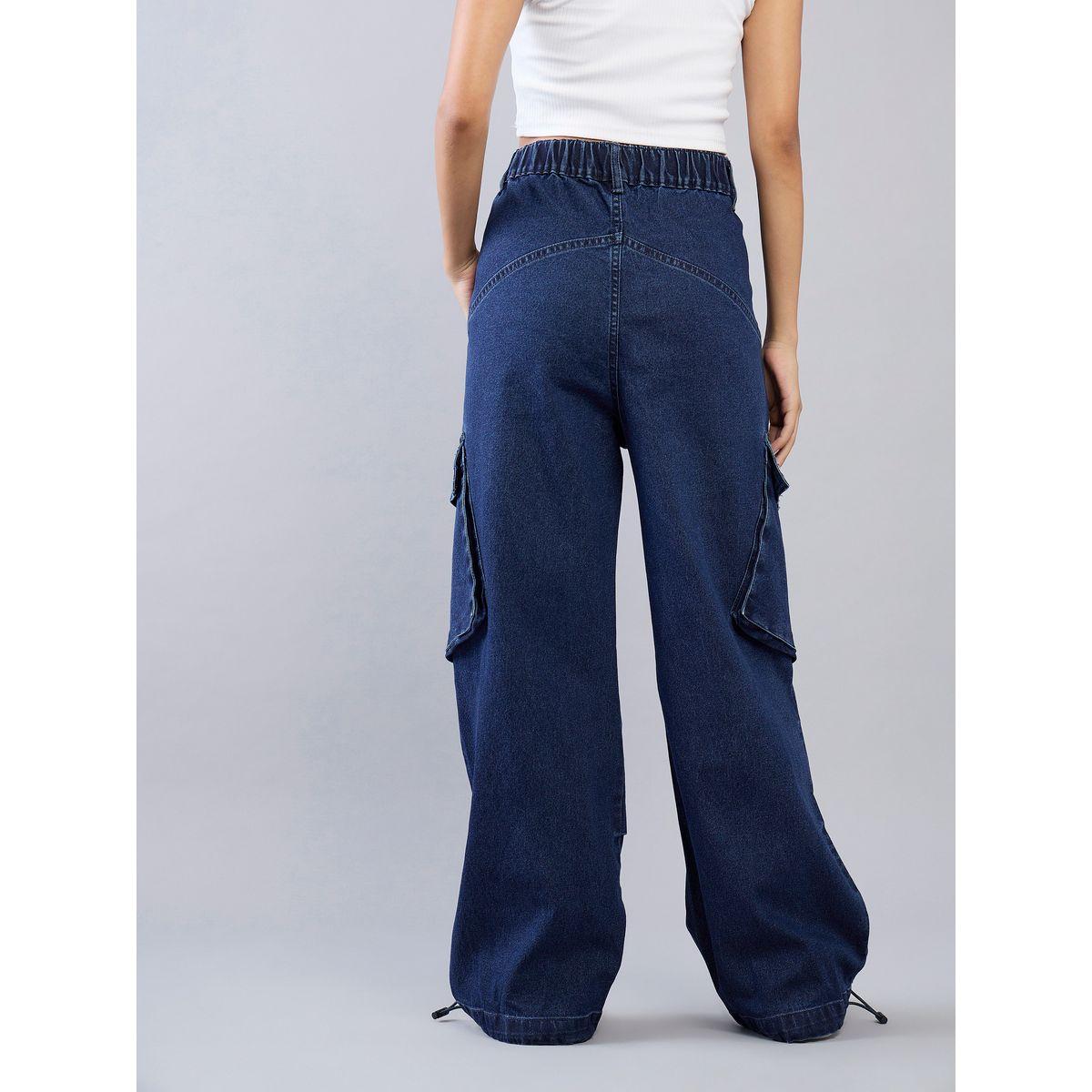 Noh-Voh X Styli  Panelled Drawcord Hem Cargo Jeans with Elastic Waistband-girls-clothing-bottoms-jeansandjeggings-image-6
