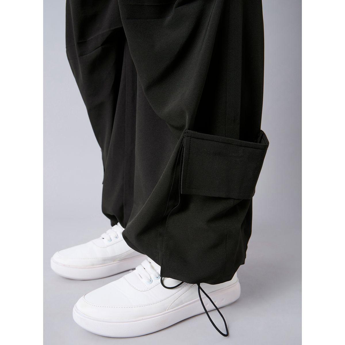 Noh-Voh X Styli  Solid Cargo Parachute Pants-girls-clothing-bottoms-trousers-image-5