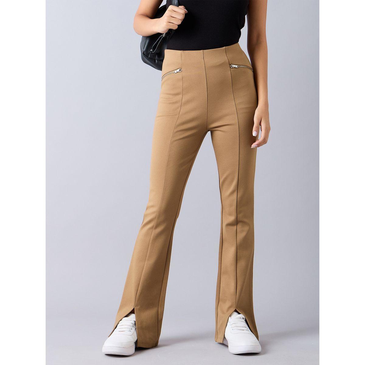 Noh-Voh X Styli  Front Slit Flared Pants with Zipper Detail-girls-clothing-bottoms-trousers-image-1