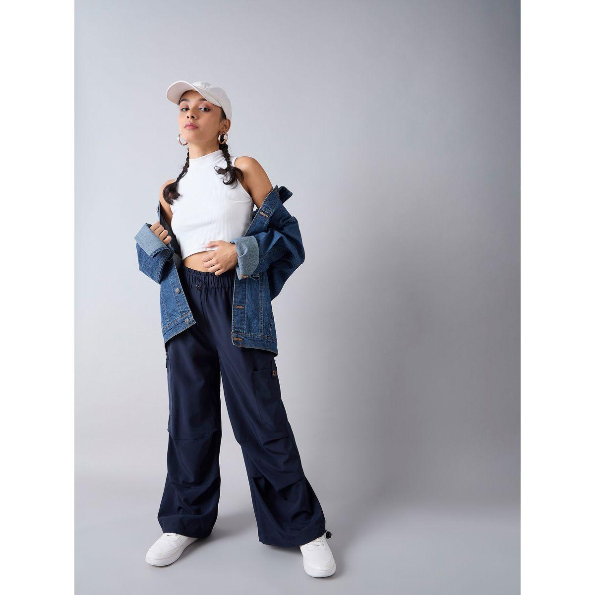 Noh-Voh X Styli  Solid Drawcord Hem Parachute Cargos-girls-clothing-bottoms-trousers-image-2