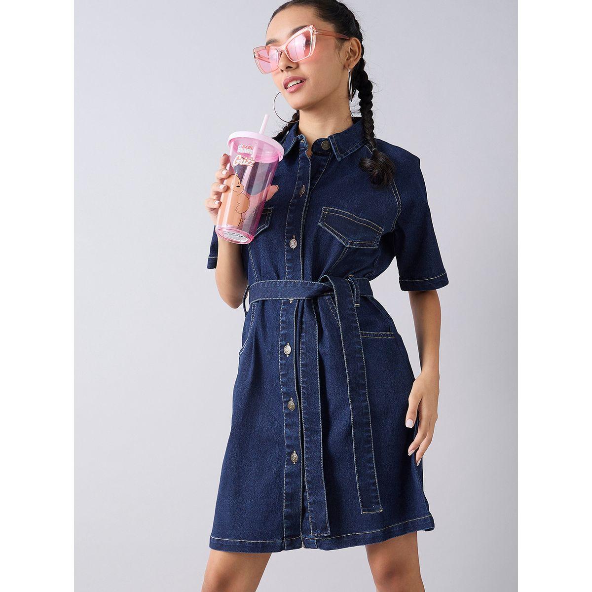 فستان دنيم بتفاصيل مشطوفة ورباط خصر نوه-فوه × ستايلي-girls-clothing-dressesandjumpsuits-image-1