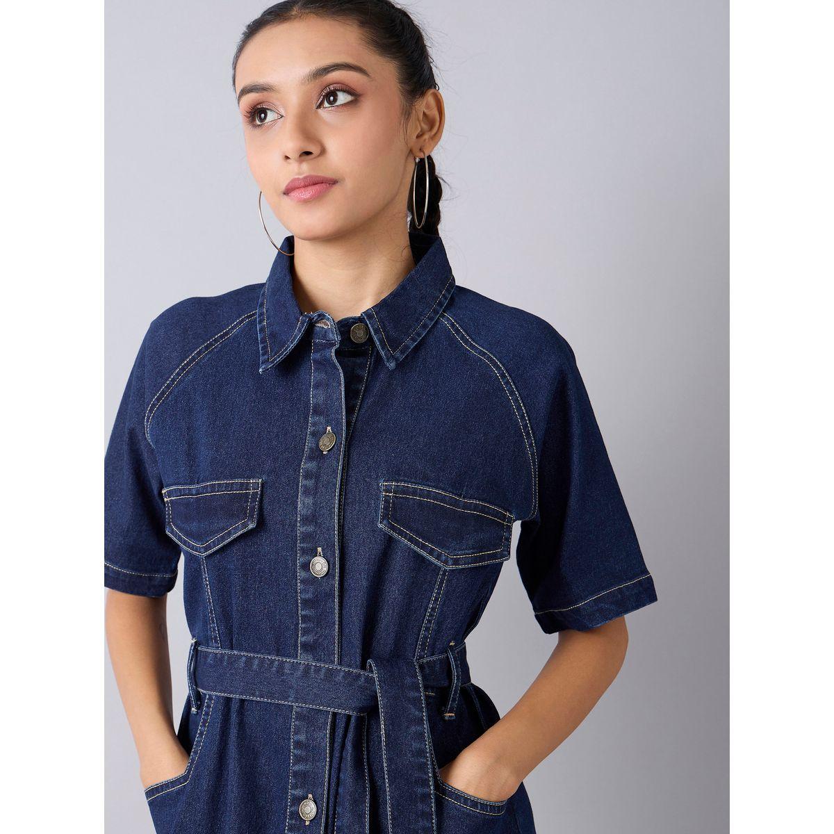 فستان دنيم بتفاصيل مشطوفة ورباط خصر نوه-فوه × ستايلي-girls-clothing-dressesandjumpsuits-image-2
