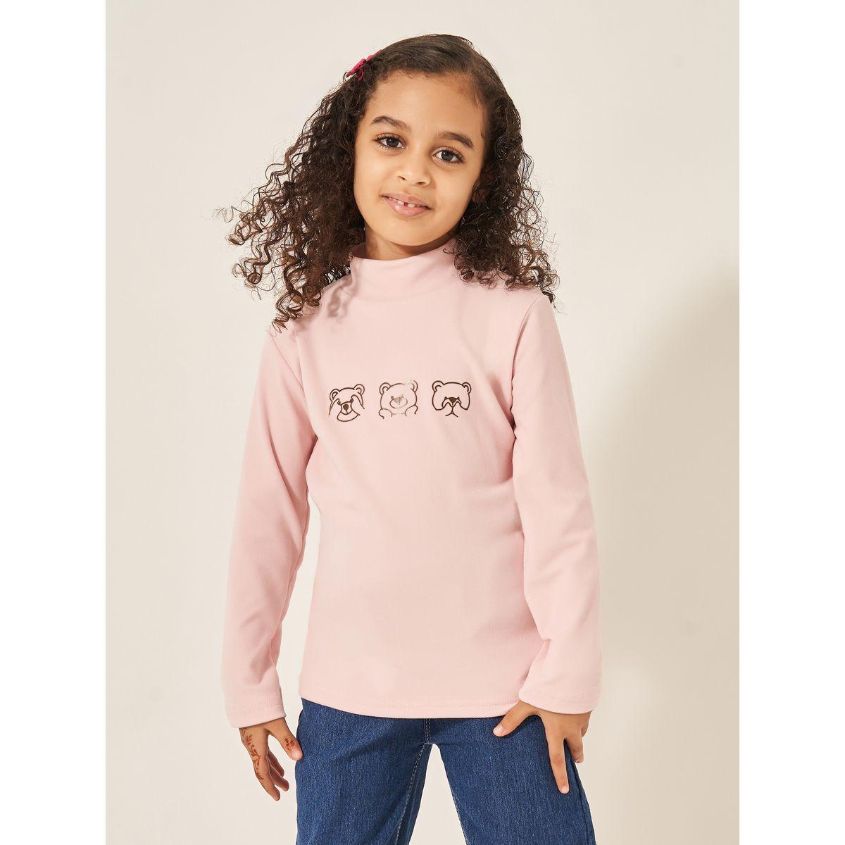 Styli Bear Print Mock Neck Long Sleeve T-Shirt-girls-clothing-tshirts-image-1