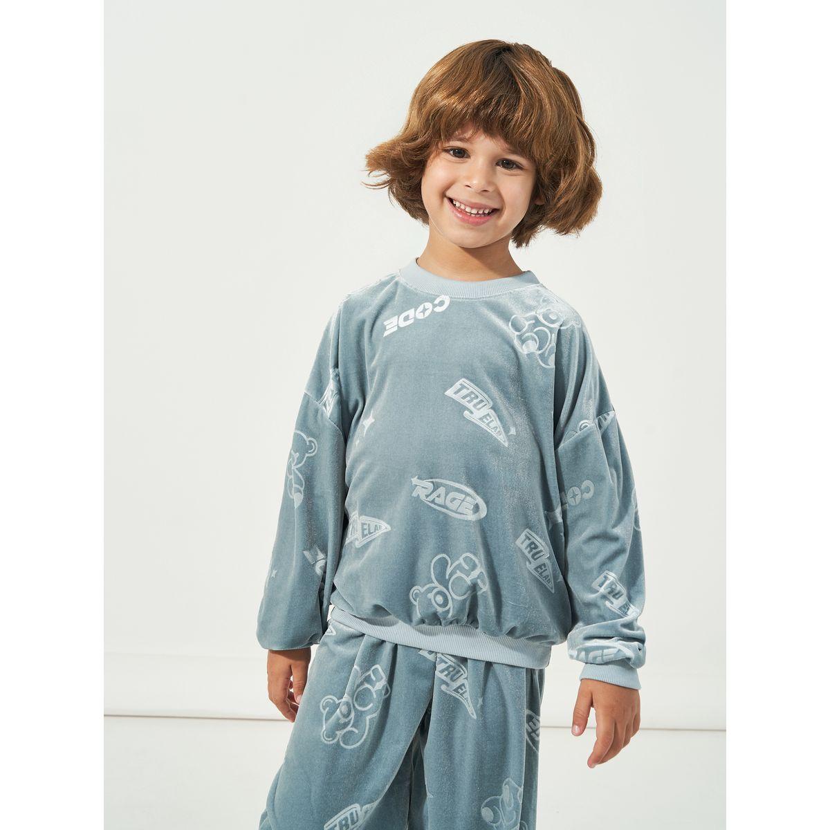 Styli Patterned Print Velour Sweatshirt & Joggers Set-boys-clothing-setsandcoords-image-2
