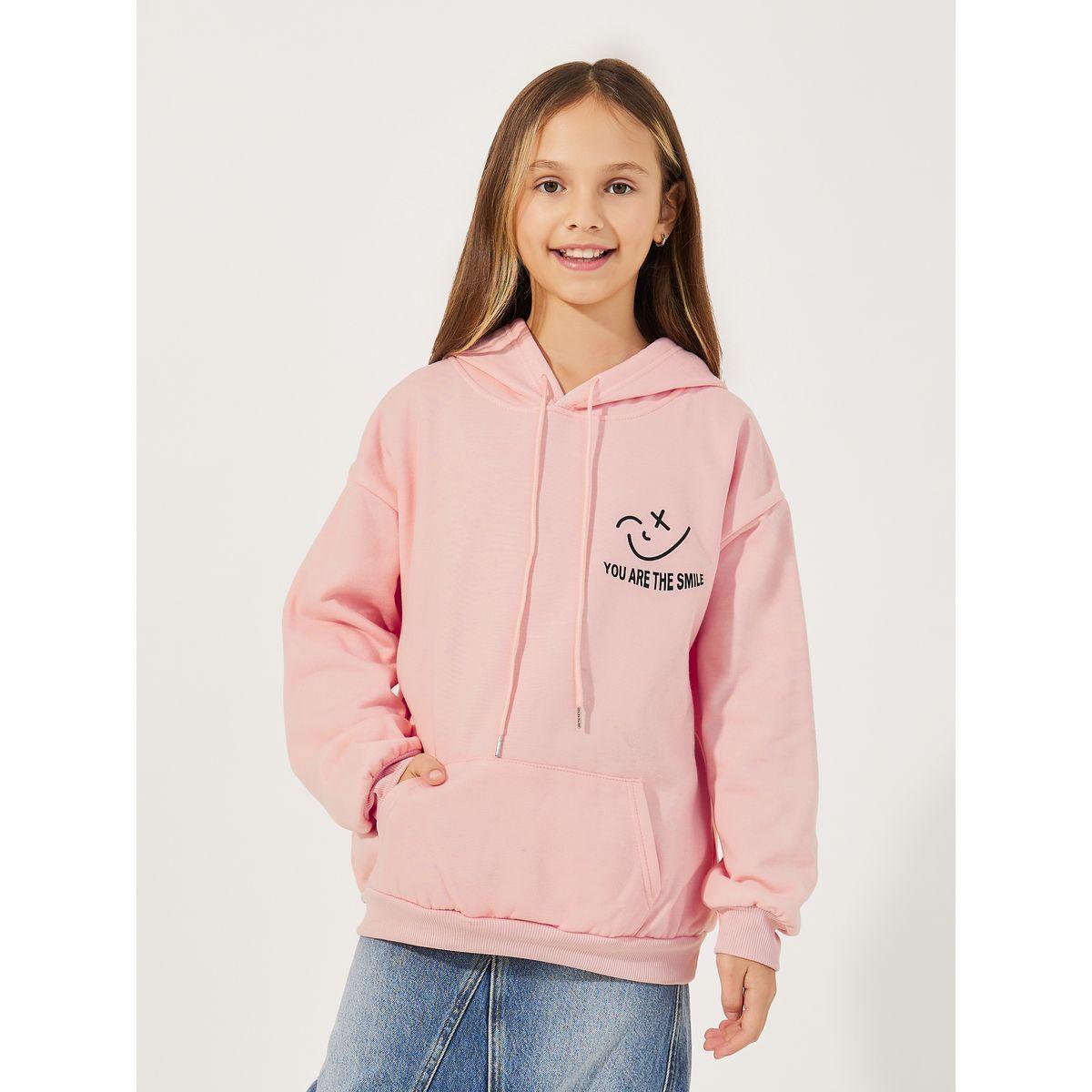 Styli Slogan Print Longline Hoodie-girls-clothing-jumpersandcardigans-image-1