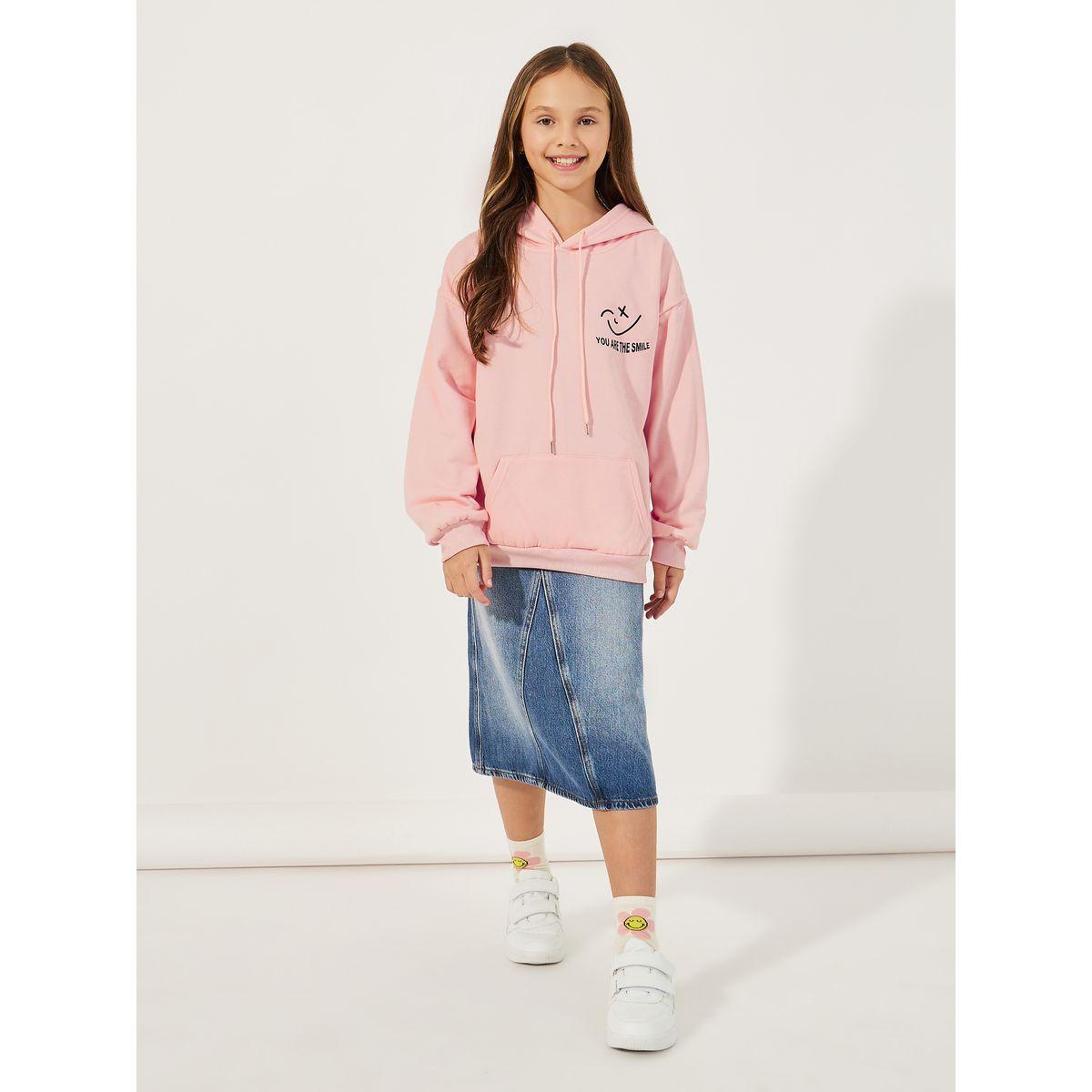 Styli Slogan Print Longline Hoodie-girls-clothing-jumpersandcardigans-image-2