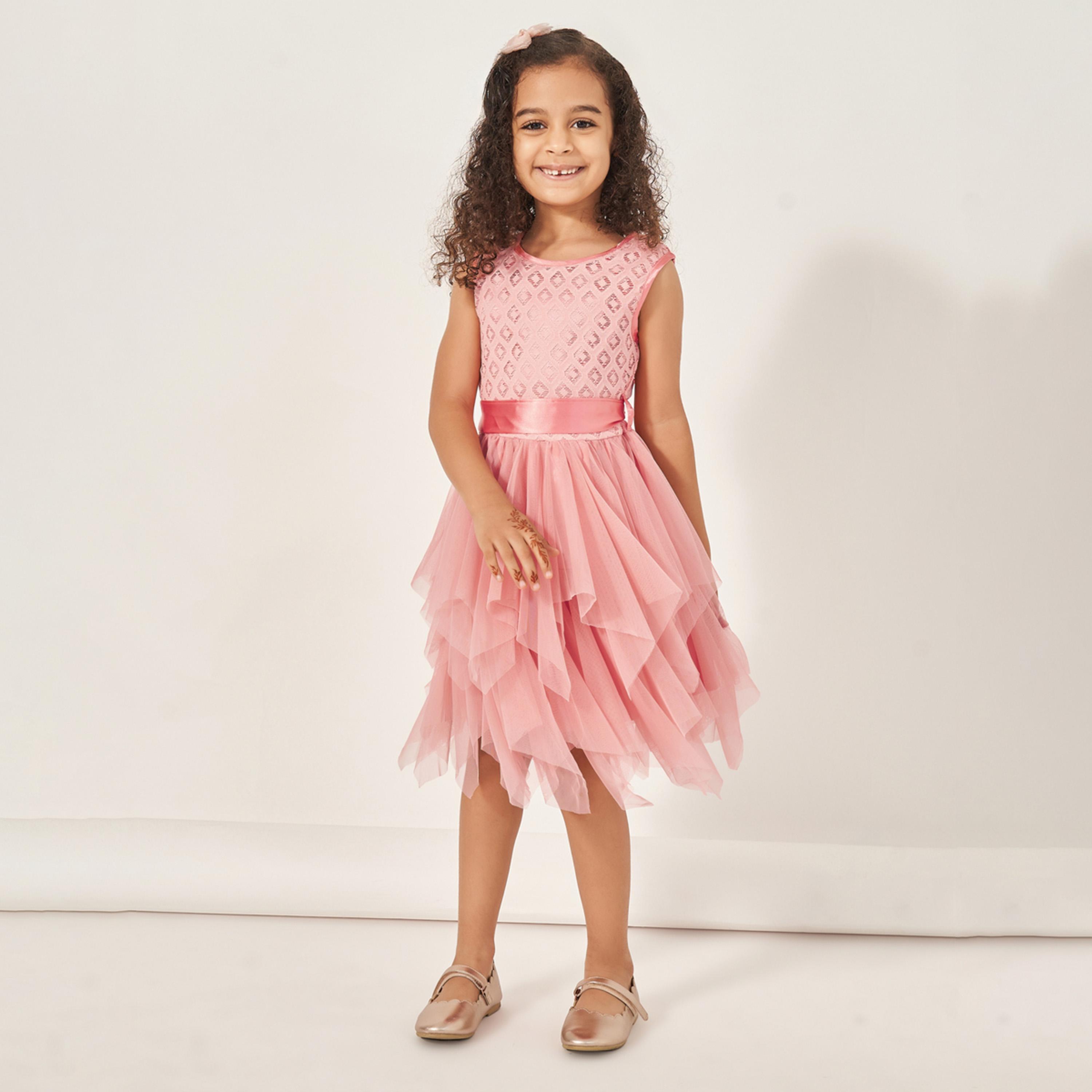 Styli Self Design Handkerchief Hem A-Line Dress-girls-clothing-dressesandjumpsuits-image-1