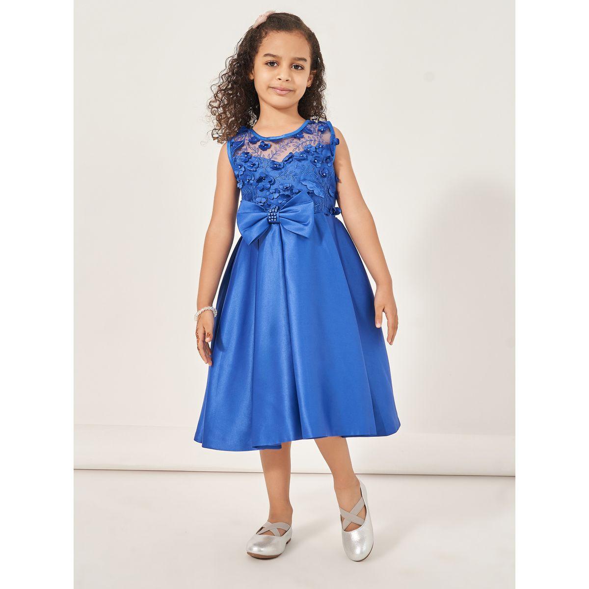 فستان ساتان بتفاصيل دانتيل وربطة فيونكة-girls-clothing-dressesandjumpsuits-image-1