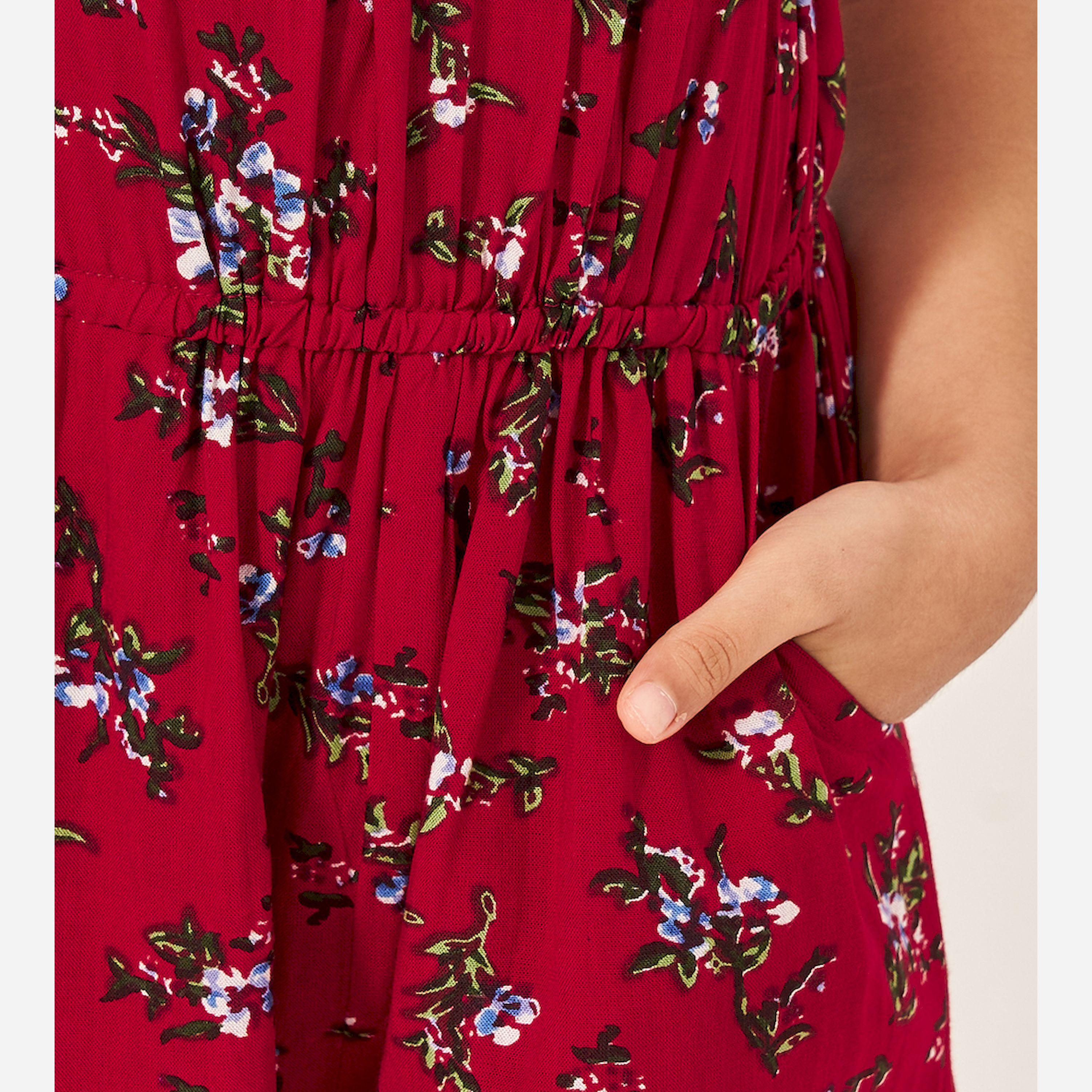 ستايلي - جمبسوت بطبعات كاملة وحزام خصر مكشكش-girls-clothing-rompers-image-4