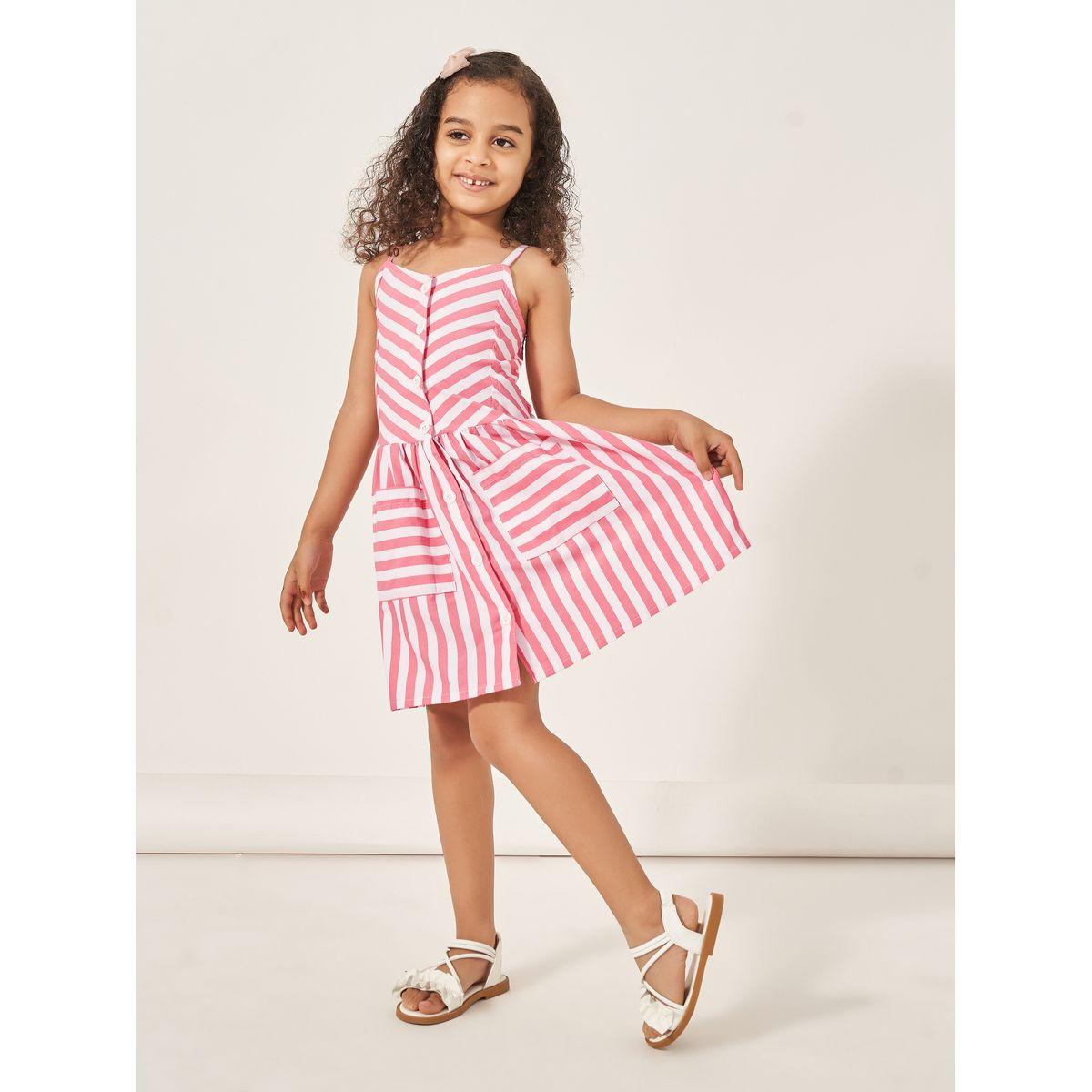 فستان مخطط بطول الركبة مع جيوب-girls-clothing-dressesandjumpsuits-image-1