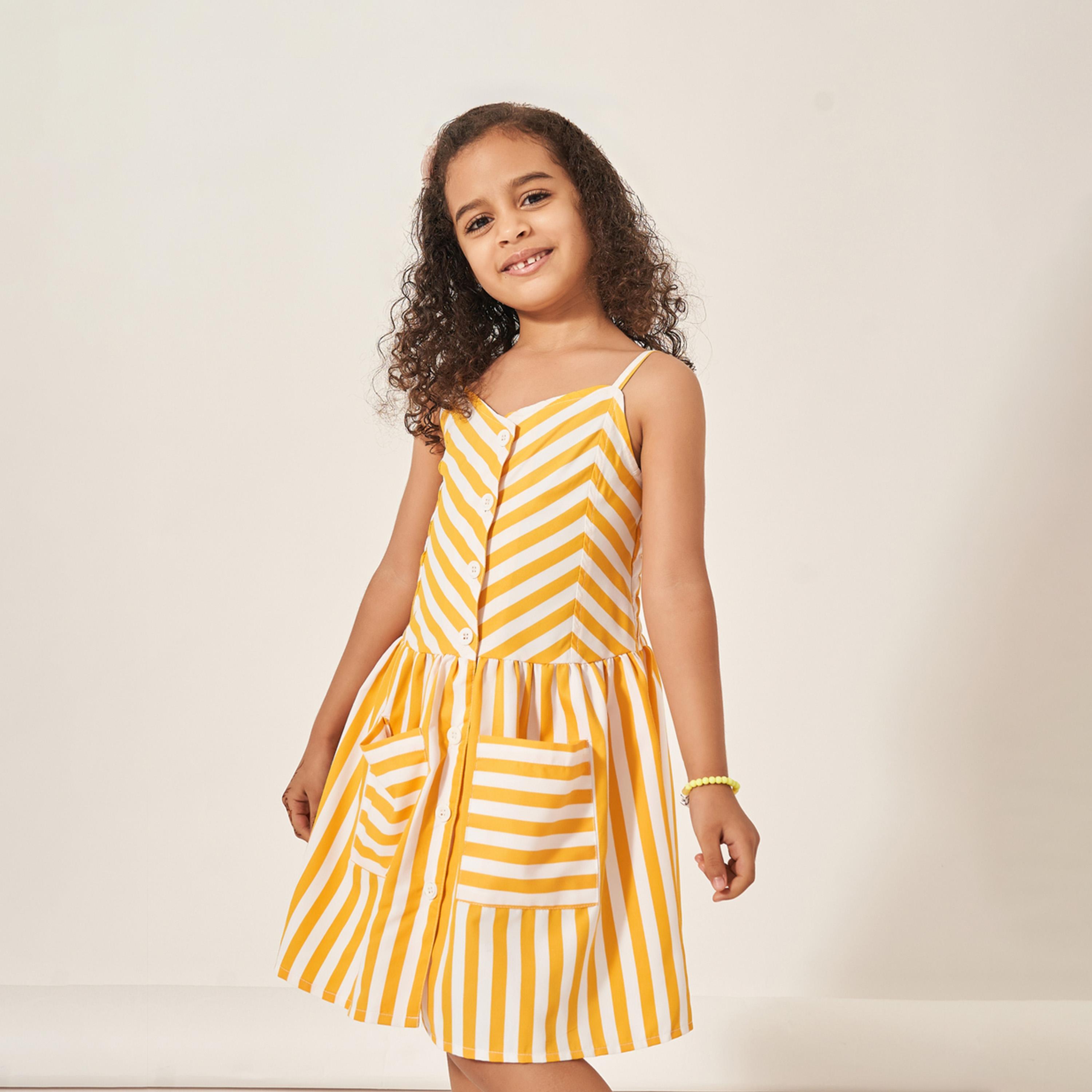 Styli Stripe Knee Length Strappy Dress With Pocket Detail-girls-clothing-dressesandjumpsuits-image-1