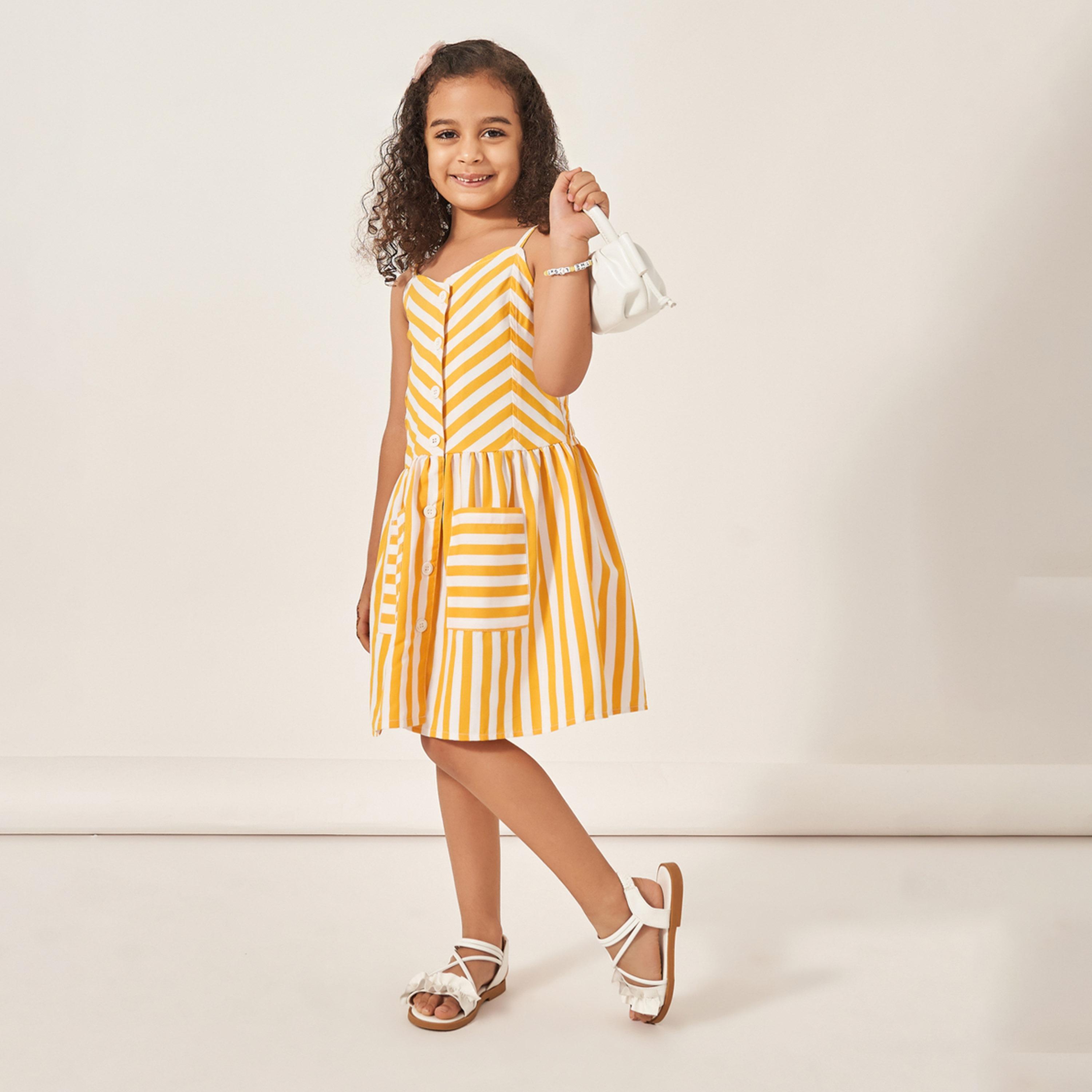 Styli Stripe Knee Length Strappy Dress With Pocket Detail-girls-clothing-dressesandjumpsuits-image-2
