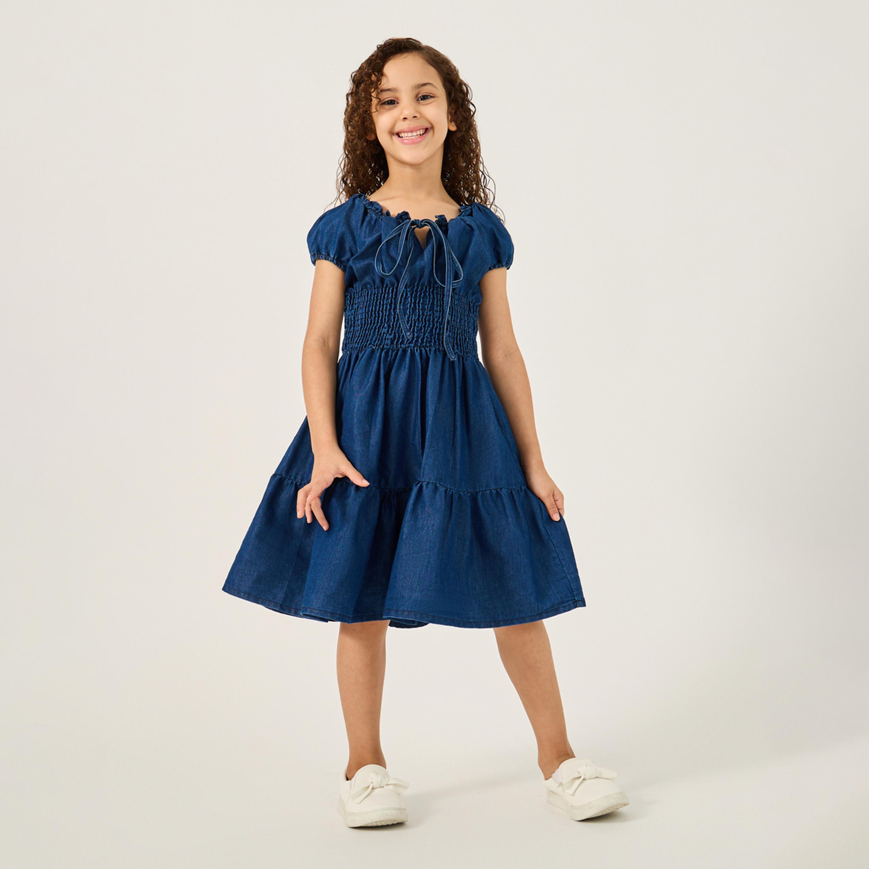 Styli Denim Dress With Elasticed Waist-girls-clothing-dressesandjumpsuits-image-1
