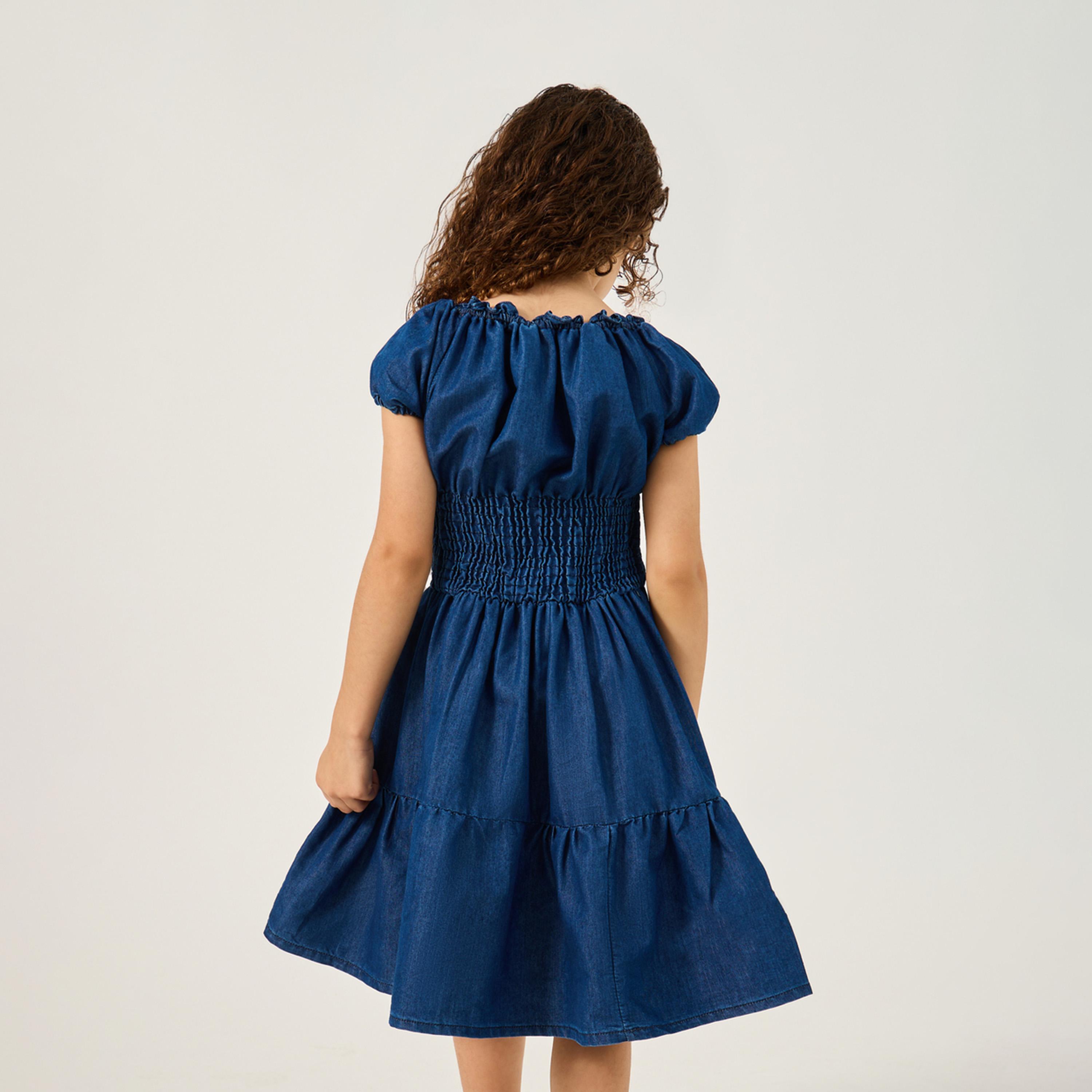 Styli Denim Dress With Elasticed Waist-girls-clothing-dressesandjumpsuits-image-4