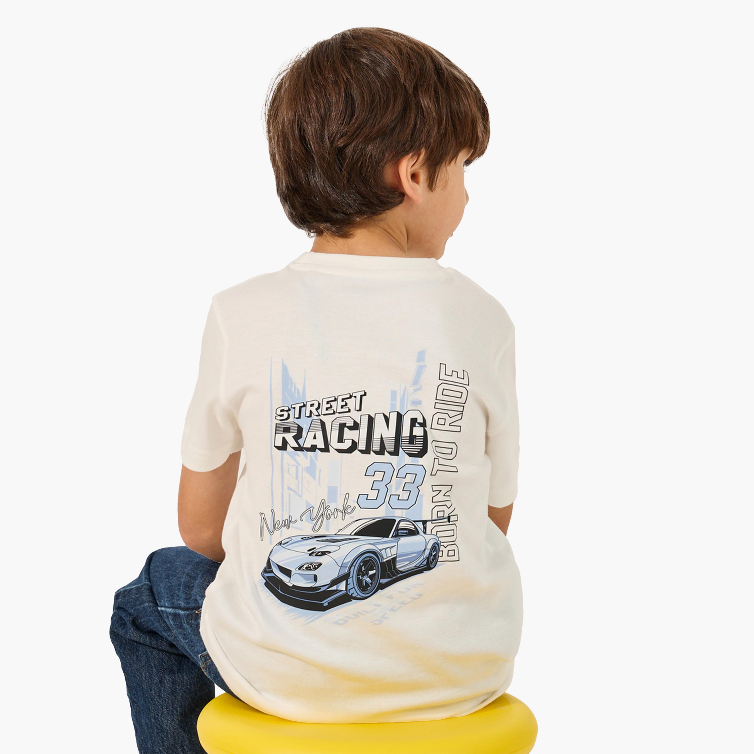 ستايلي-  تي شيرت بأكمام قصيرة بطبعة رسومية لسيارة-boys-clothing-tshirtsandpolos-image-3
