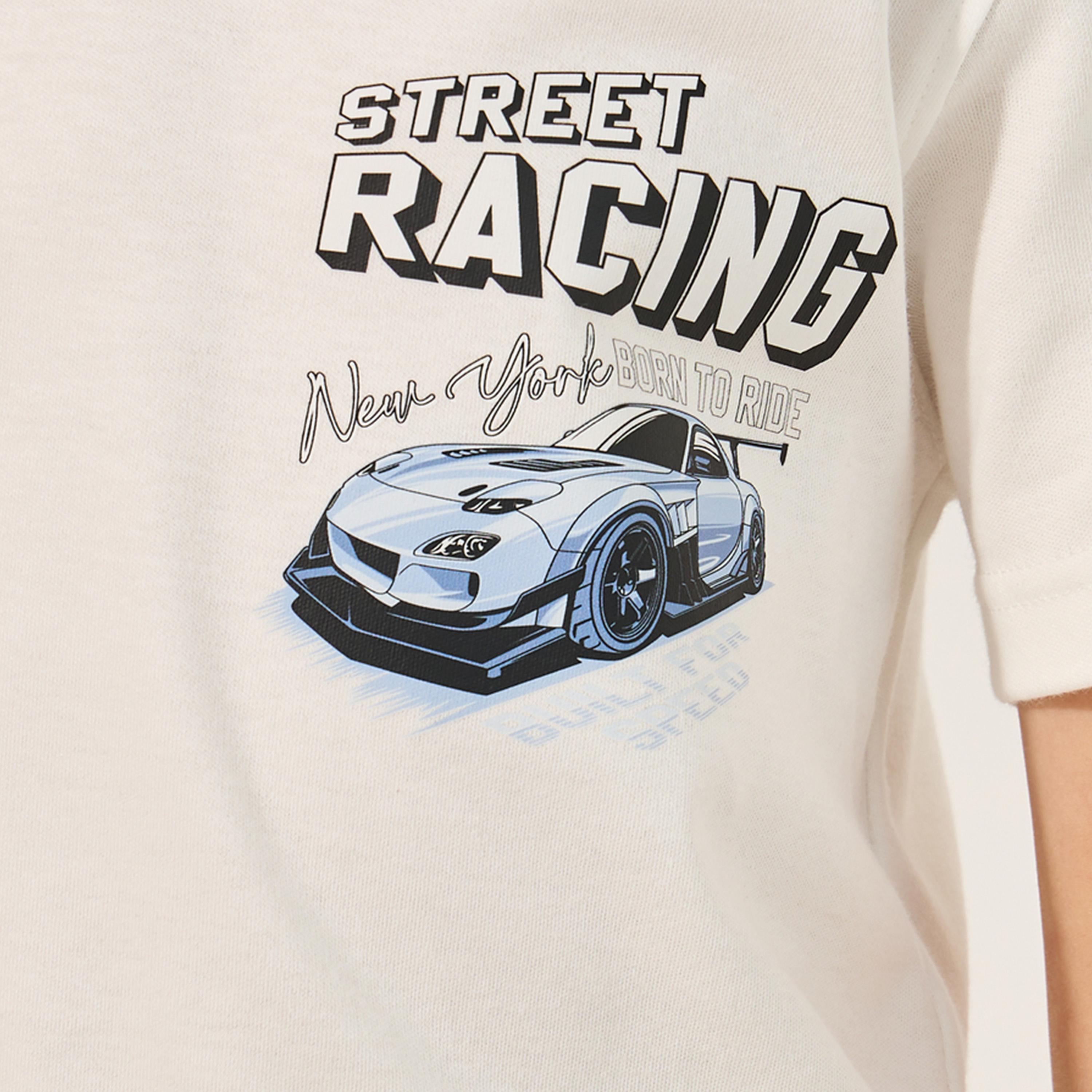 ستايلي-  تي شيرت بأكمام قصيرة بطبعة رسومية لسيارة-boys-clothing-tshirtsandpolos-image-4