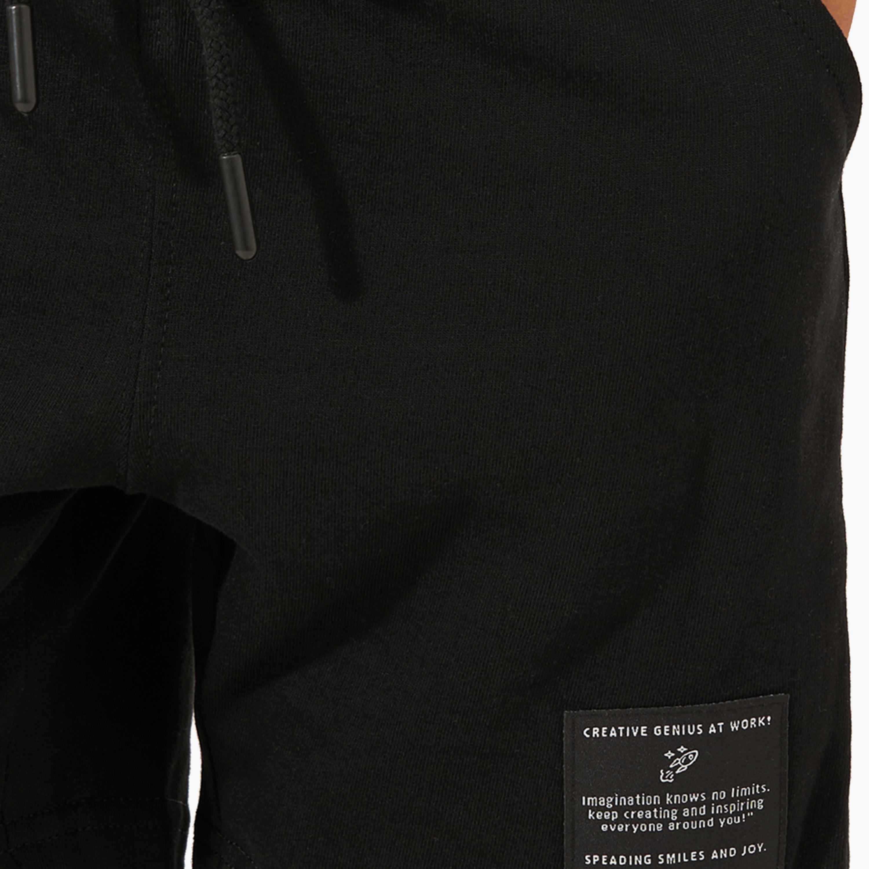 Styli Solid Drawstring Shorts with Badge Detail-boys-clothing-bottoms-shorts-image-3