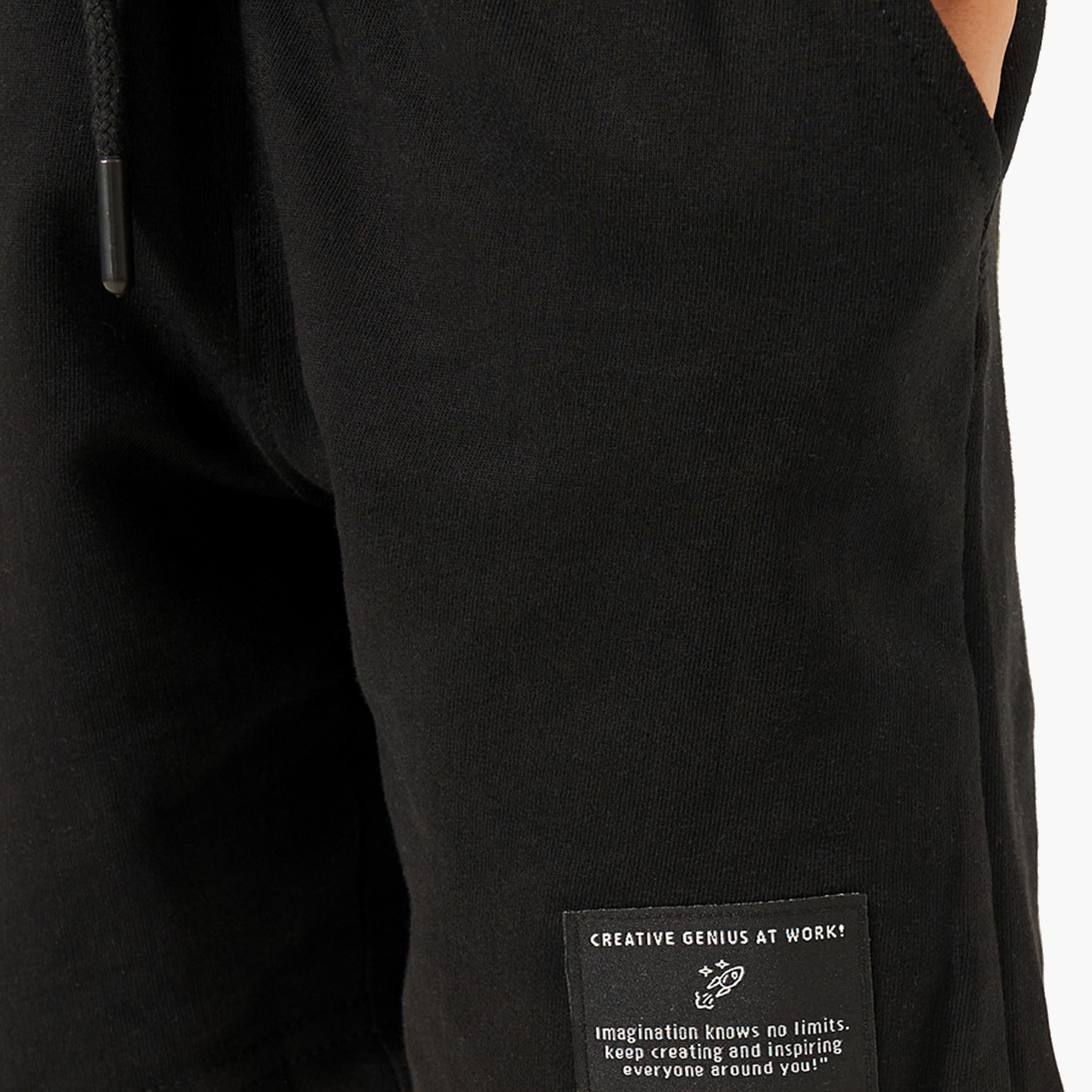 Styli Solid Drawstring Shorts with Badge Detail-boys-clothing-bottoms-shorts-image-4