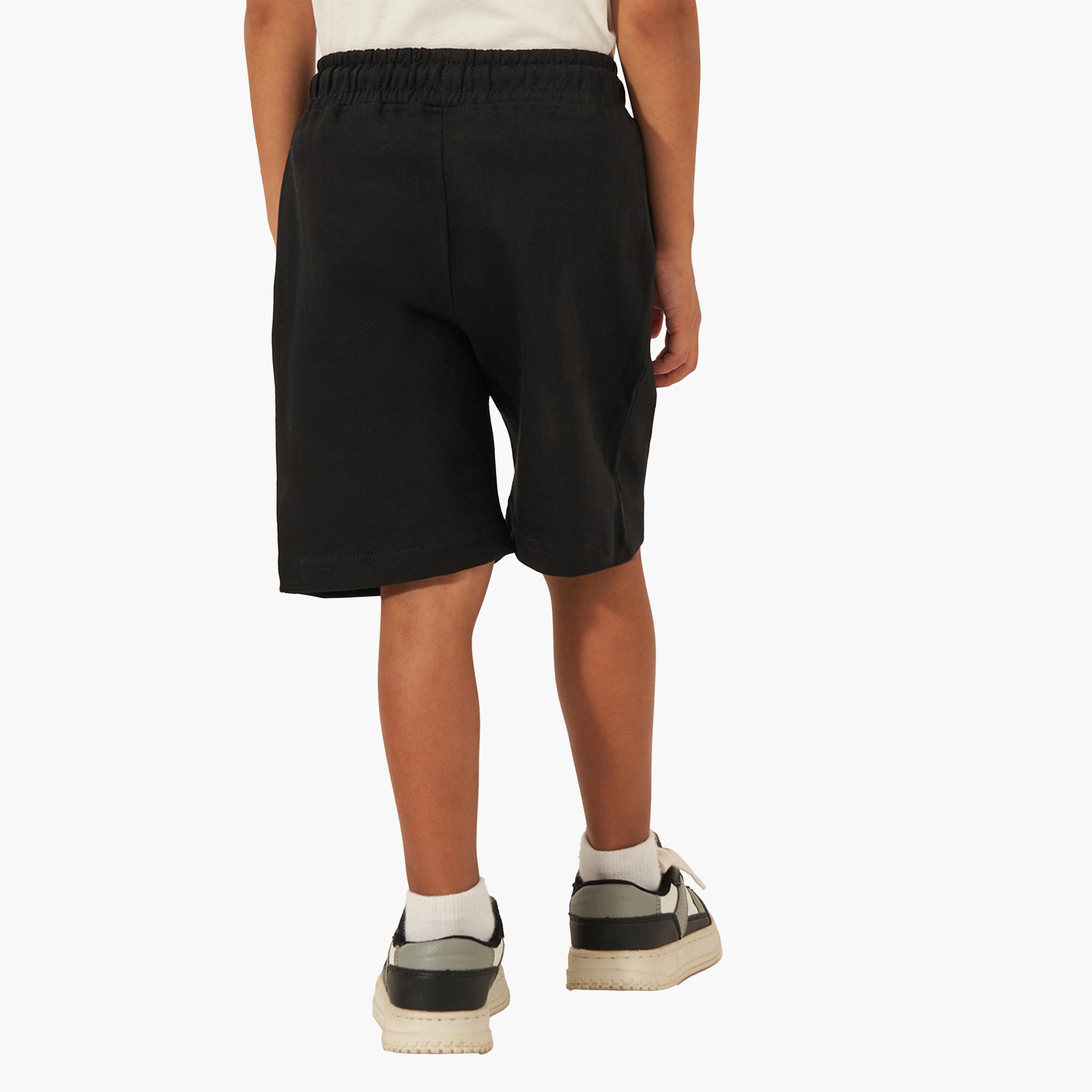 Styli Solid Drawstring Shorts with Badge Detail-boys-clothing-bottoms-shorts-image-5