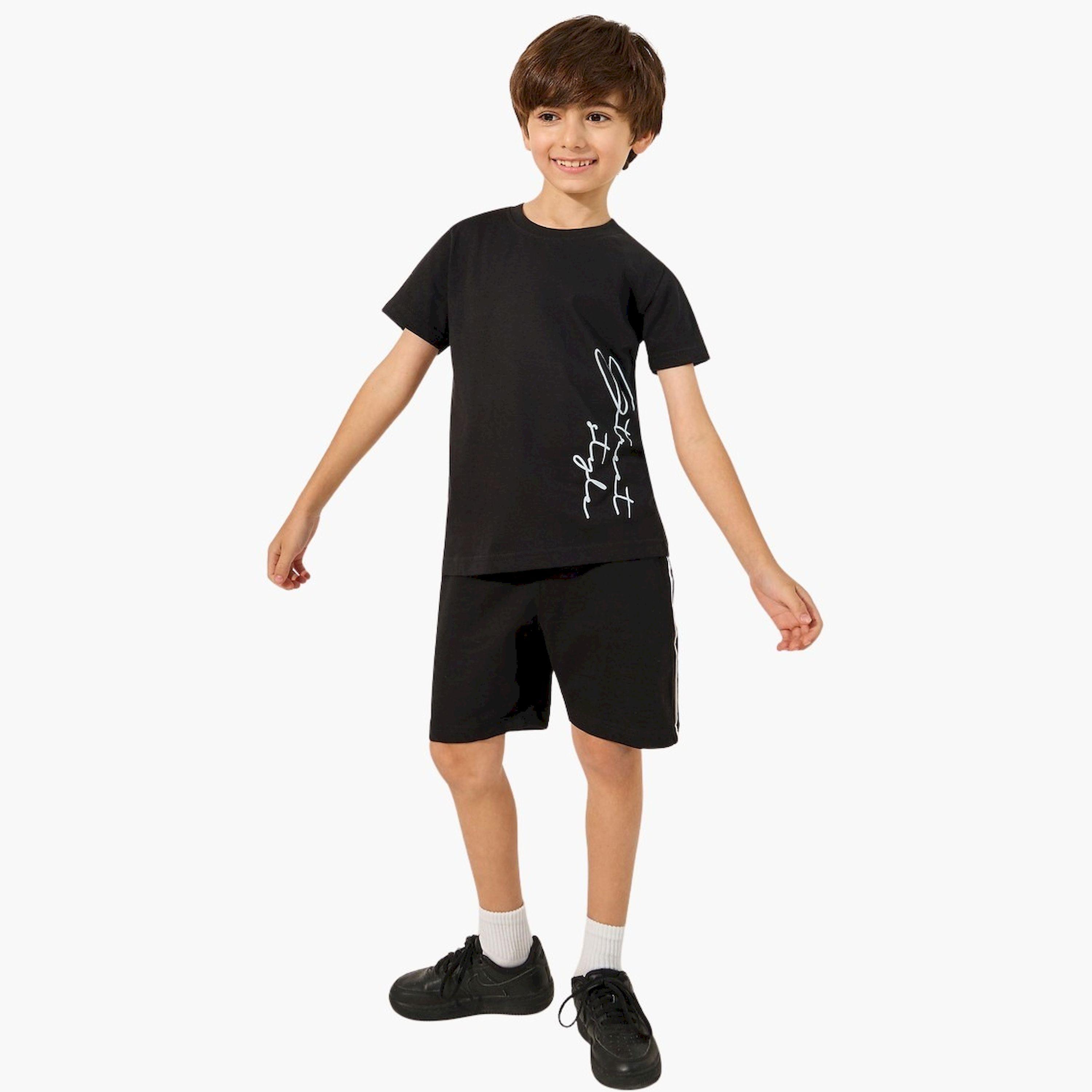 Styli Placement Print T-Shirt and Shorts Co-Ords-boys-clothing-setsandcoords-image-1