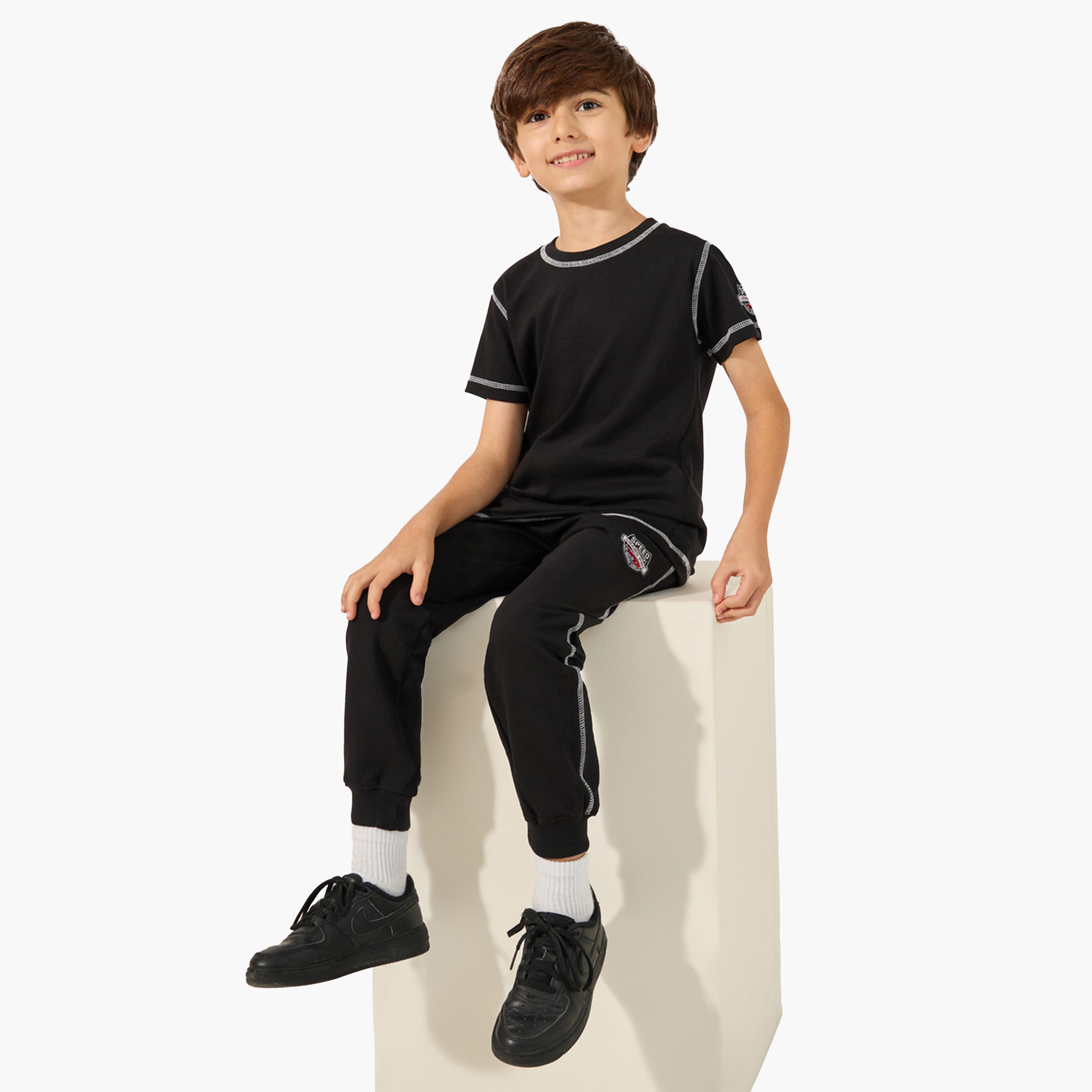 Styli Contrast Stitch Detail T-Shirt and Joggers Co-Ords-boys-clothing-setsandcoords-image-2