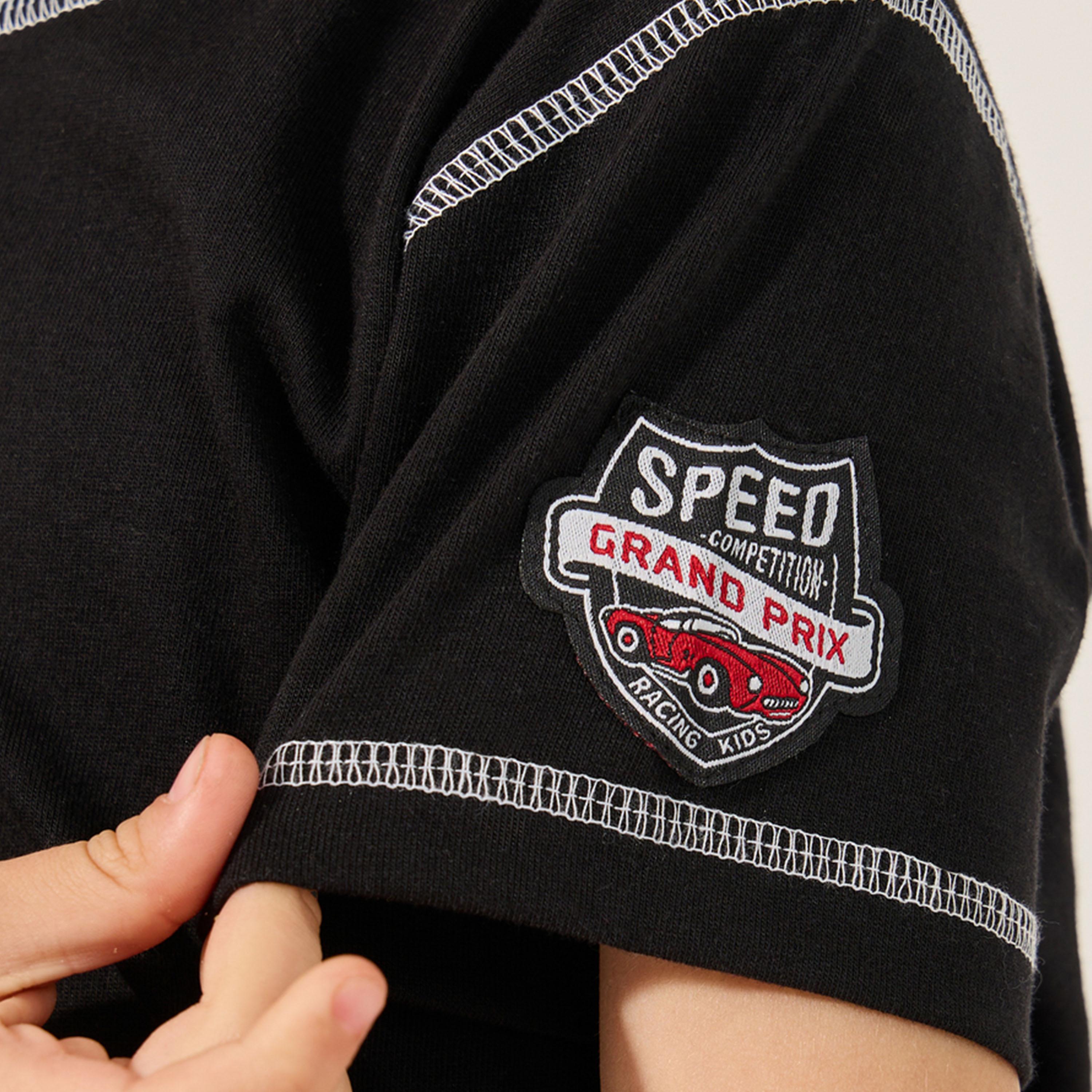 ستايلي-  تي شيرت وبنطال رياضي بتفاصيل حياكة  متباينة-boys-clothing-setsandcoords-image-4