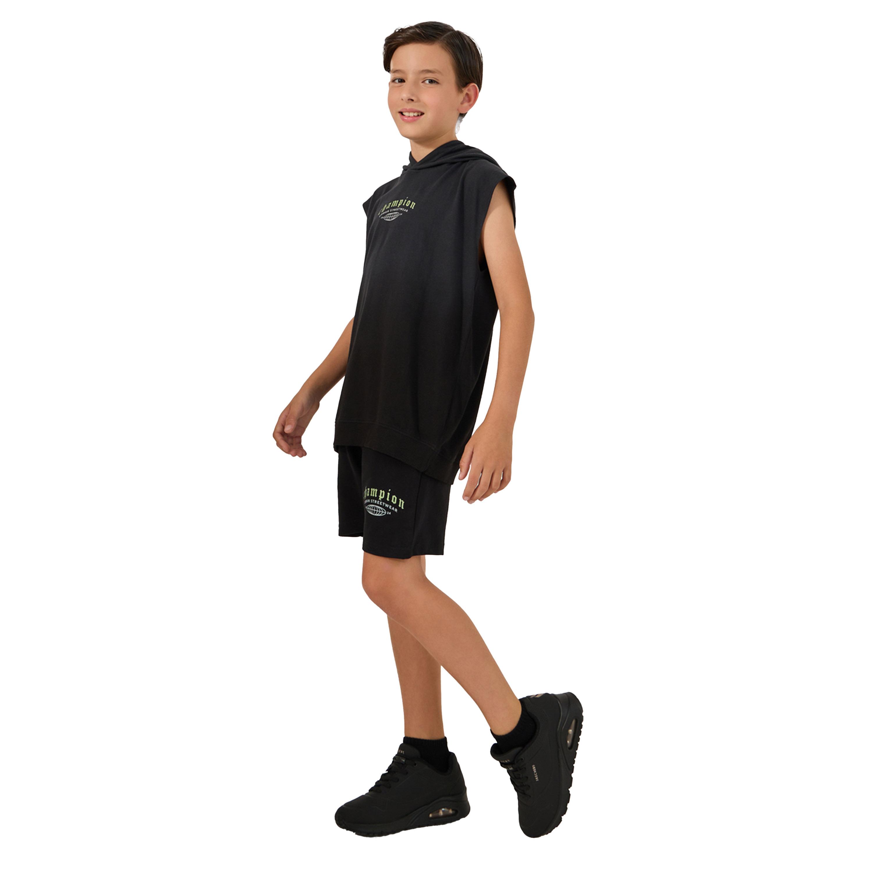 Styli Slogan Print Sleeveless Hooded T-Shirt-boys-clothing-tshirtsandpolos-image-3