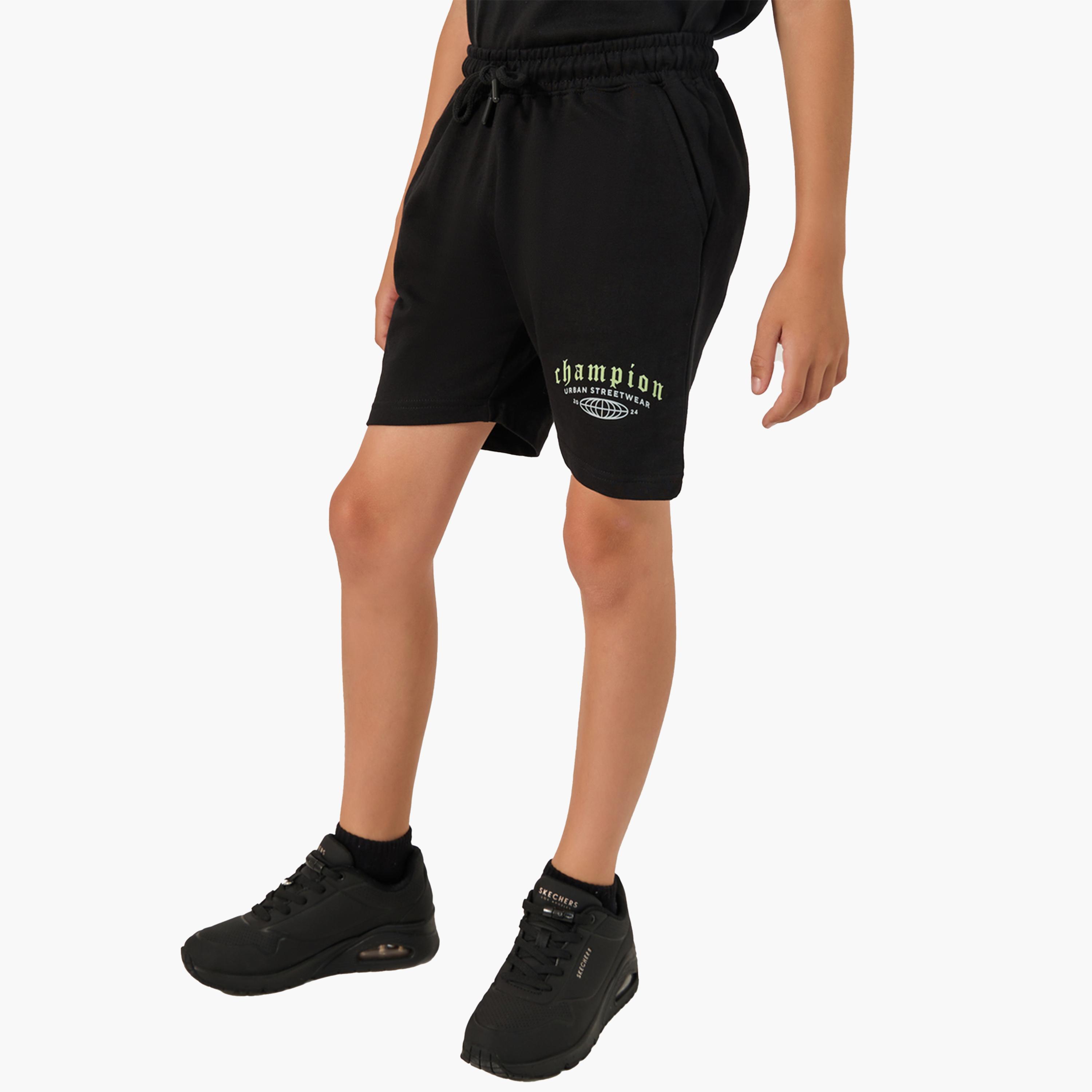 Styli Printed Elasticated Waistband Shorts with Drawstring-boys-clothing-bottoms-shorts-image-1