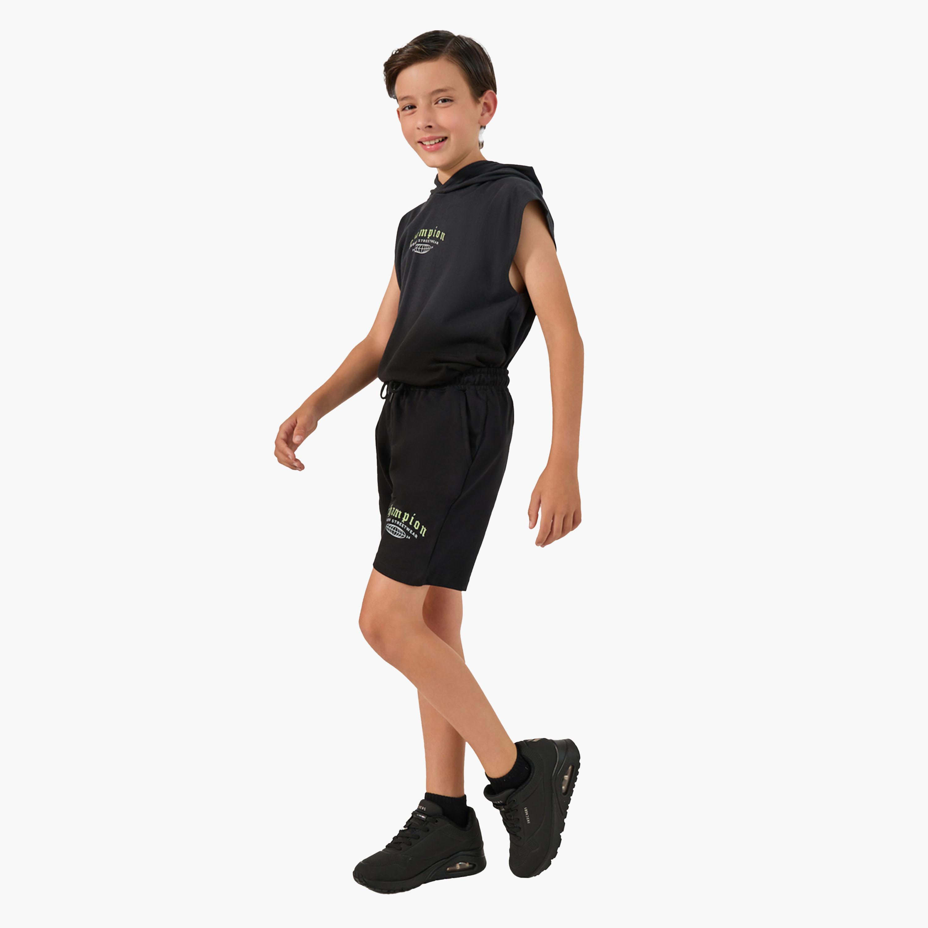 Styli Printed Elasticated Waistband Shorts with Drawstring-boys-clothing-bottoms-shorts-image-2