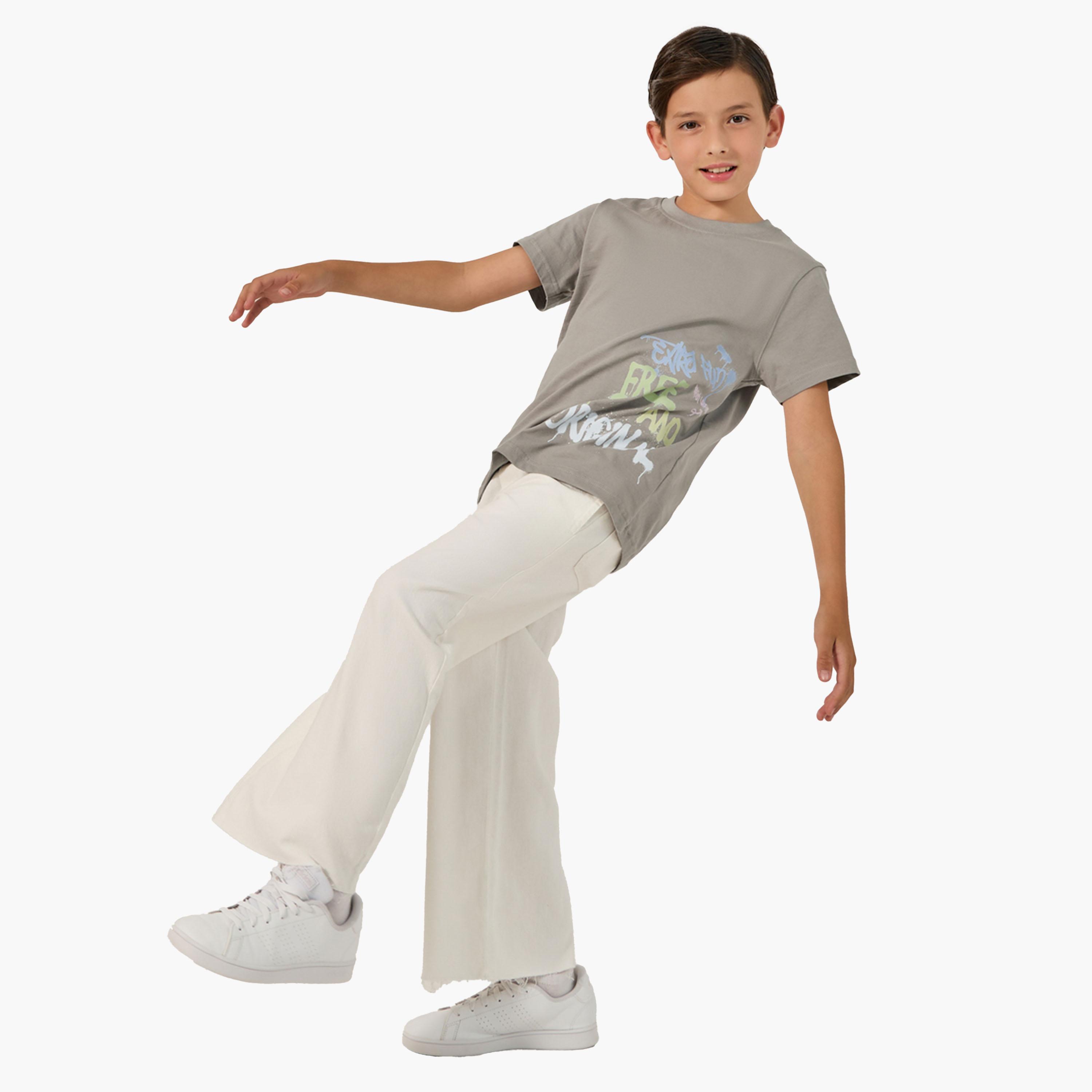 Styli Slogan Print Round Neck T-Shirt-boys-clothing-tshirtsandpolos-image-2