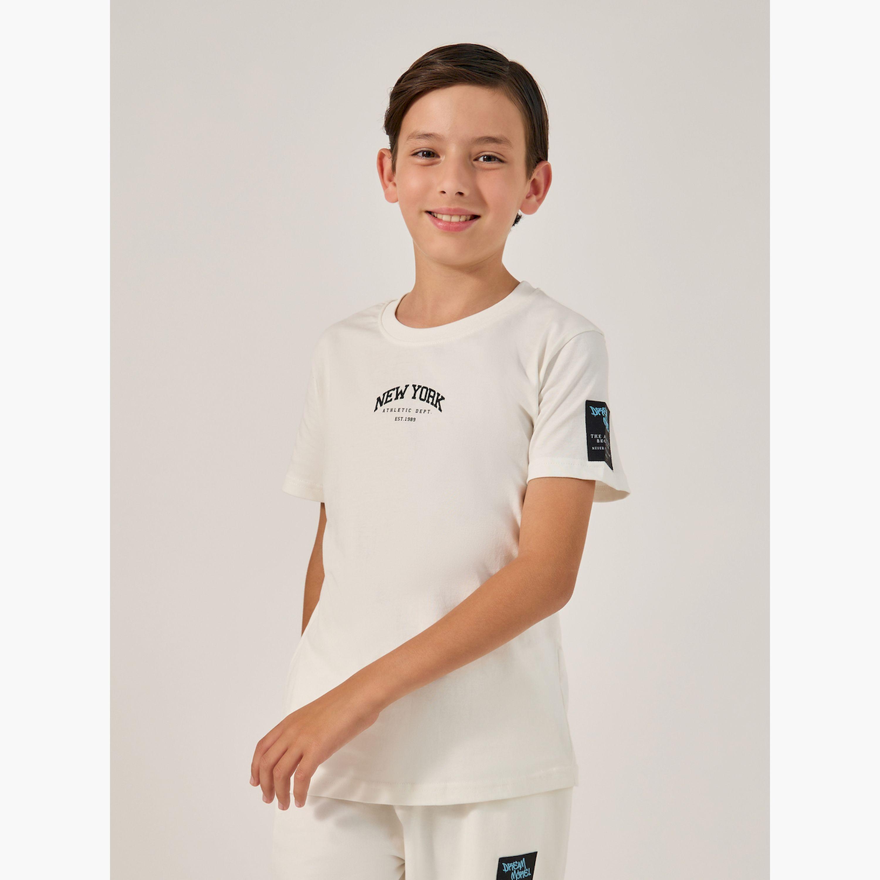 Styli Slogan Print Round Neck T-Shirt and Joggers Set-boys-clothing-setsandcoords-image-3