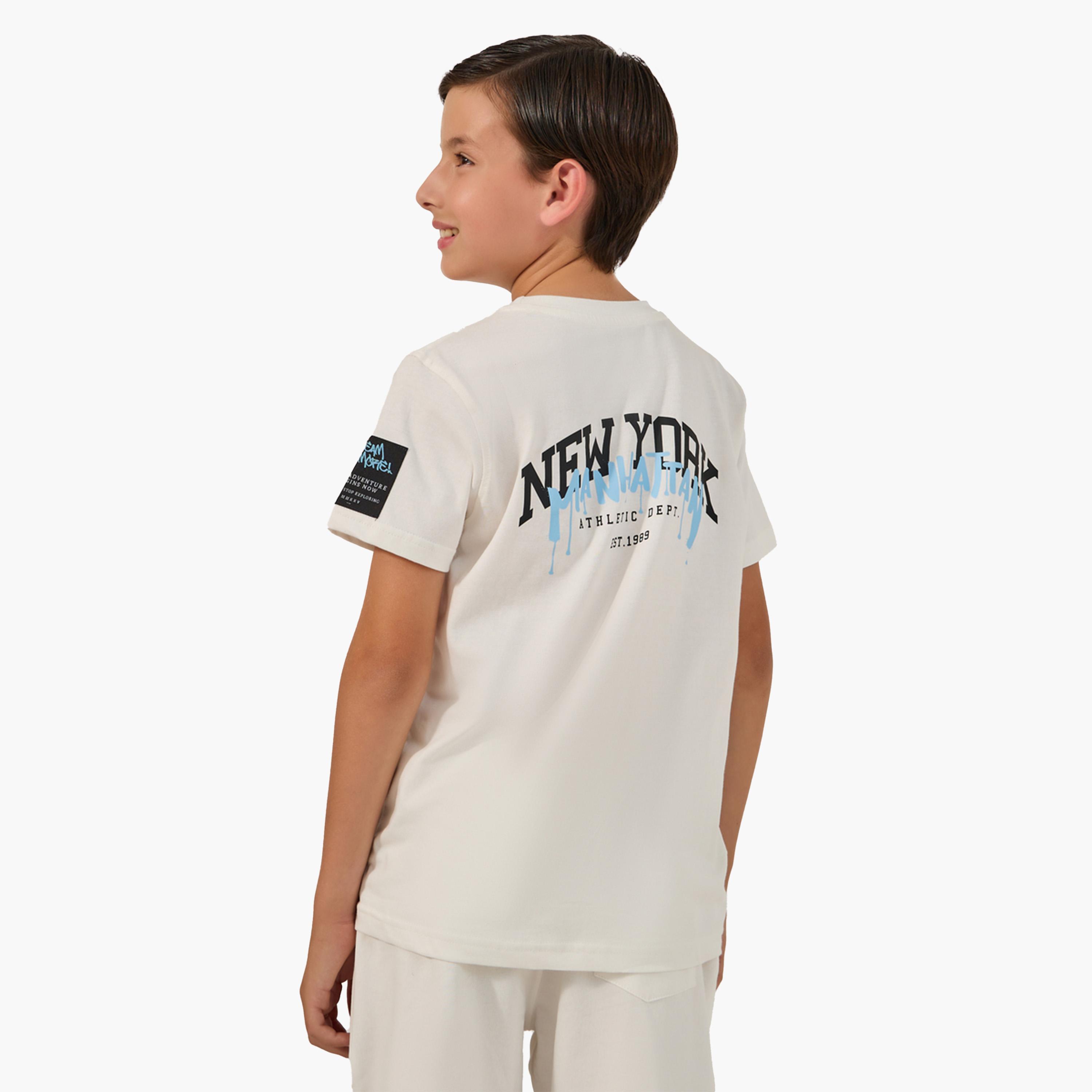 Styli Slogan Print Round Neck T-Shirt and Joggers Set-boys-clothing-setsandcoords-image-4