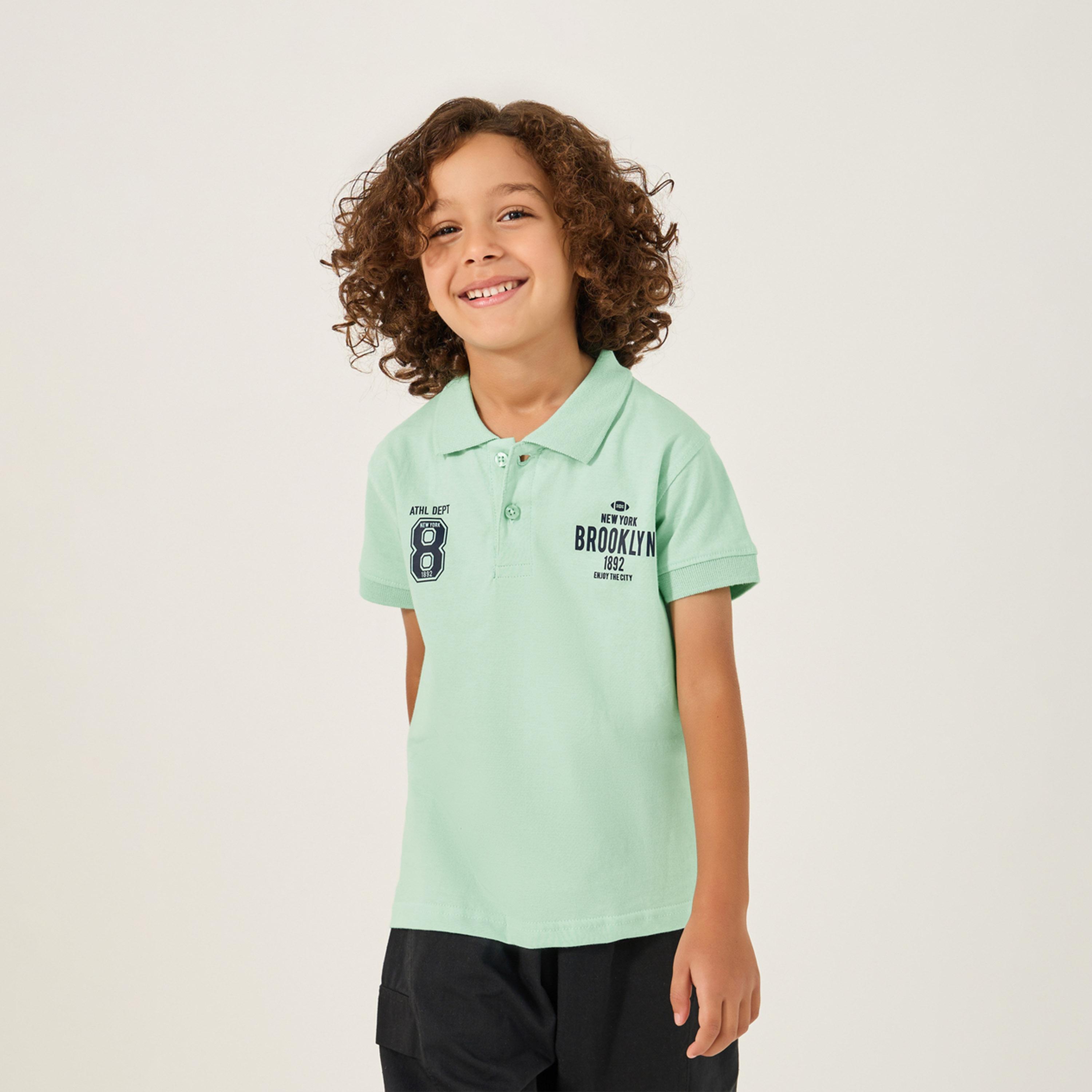 ستايلي - تي شيرت بولو بقصّة عادية وطبعة شعار-boys-clothing-tshirtsandpolos-image-1