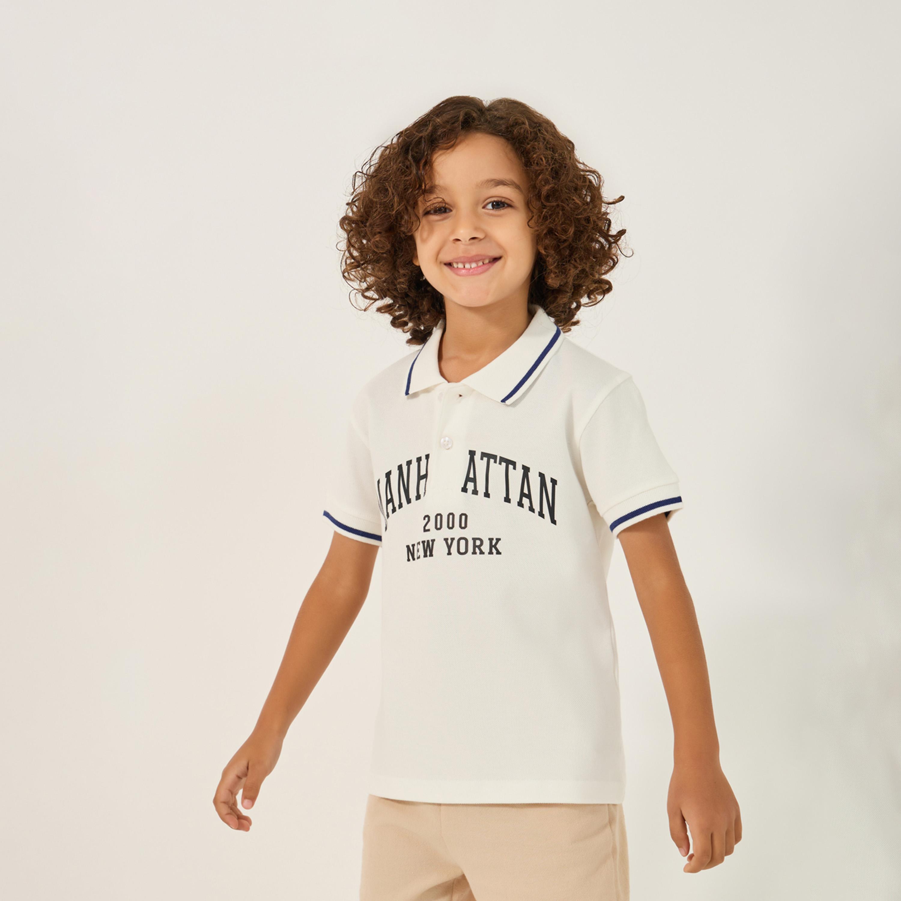 Styli Slogan Print Regular Fit Polo Neck T-Shirt-boys-clothing-tshirtsandpolos-image-1