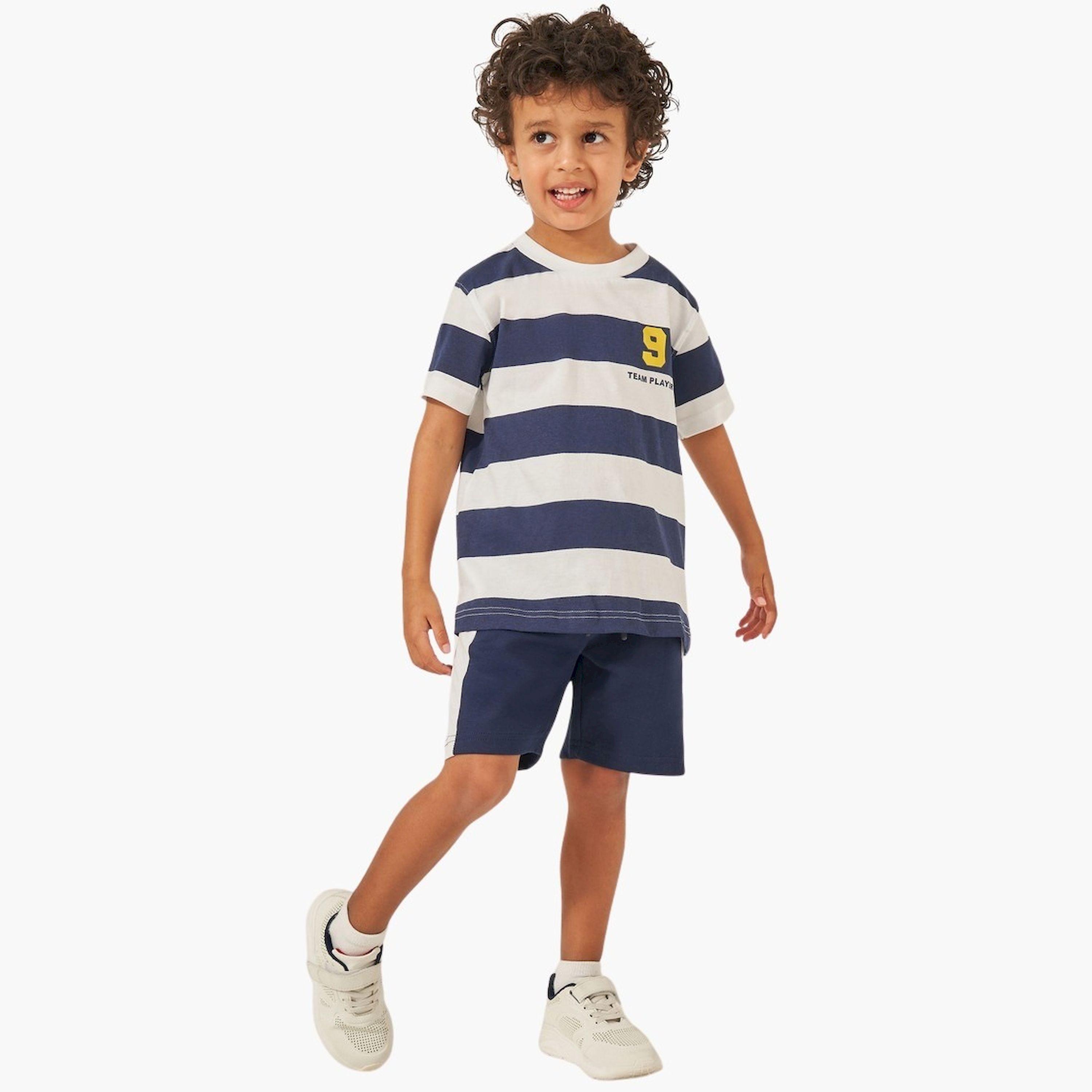 Styli Striped Round Neck T-Shirt and Shorts Set-boys-clothing-setsandcoords-image-1