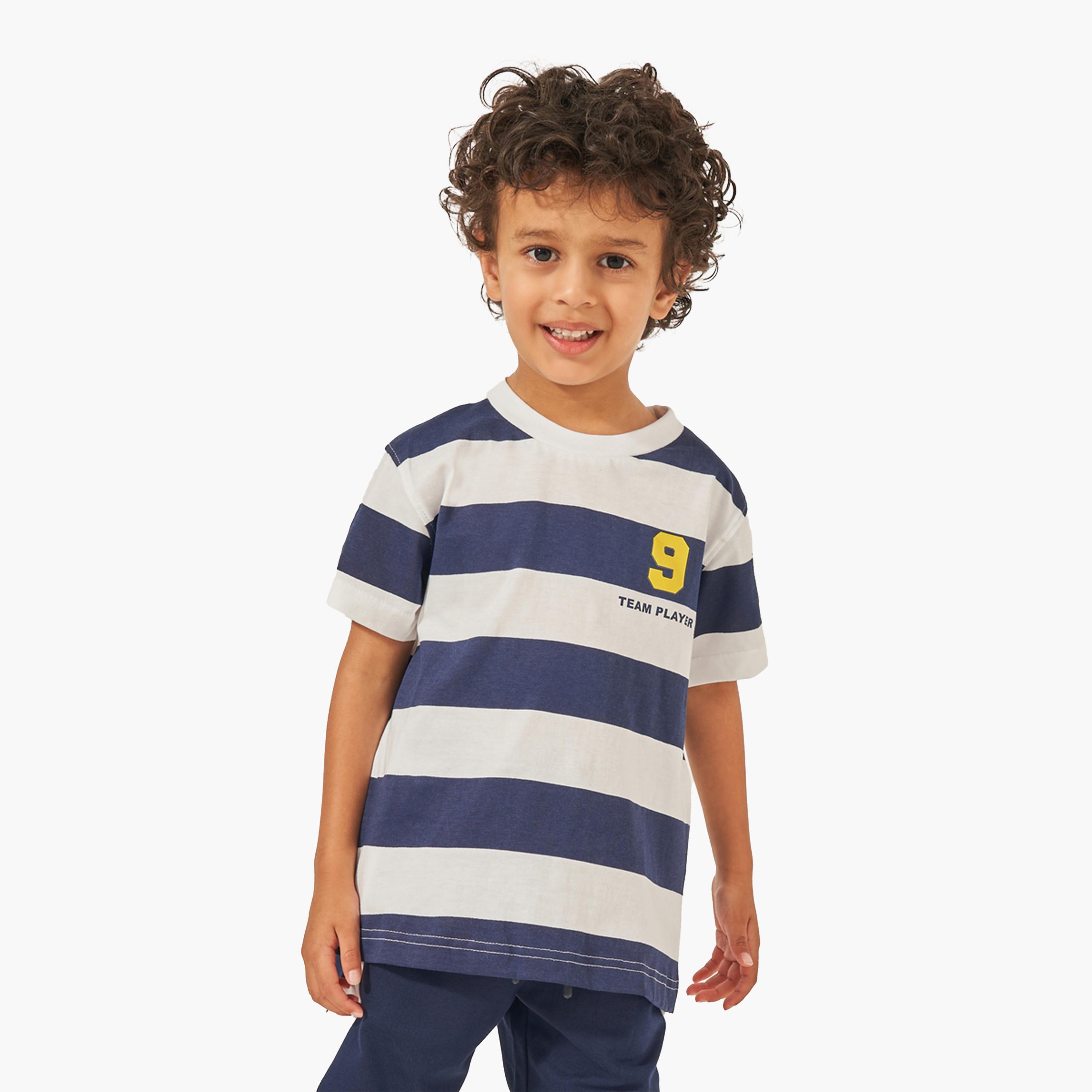 Styli Striped Round Neck T-Shirt and Shorts Set-boys-clothing-setsandcoords-image-2