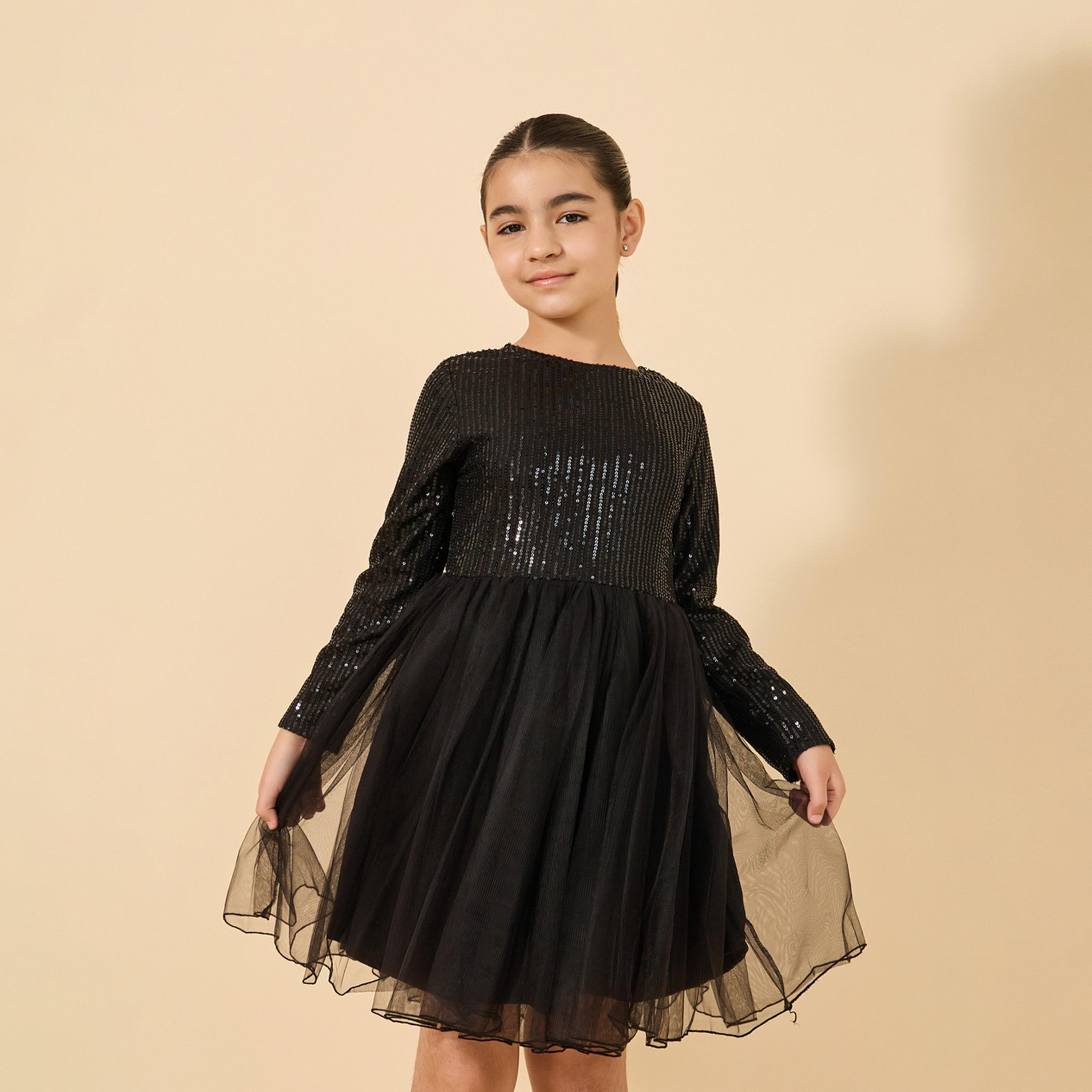 Styli Black Sequins Dress-girls-clothing-dressesandjumpsuits-image-2