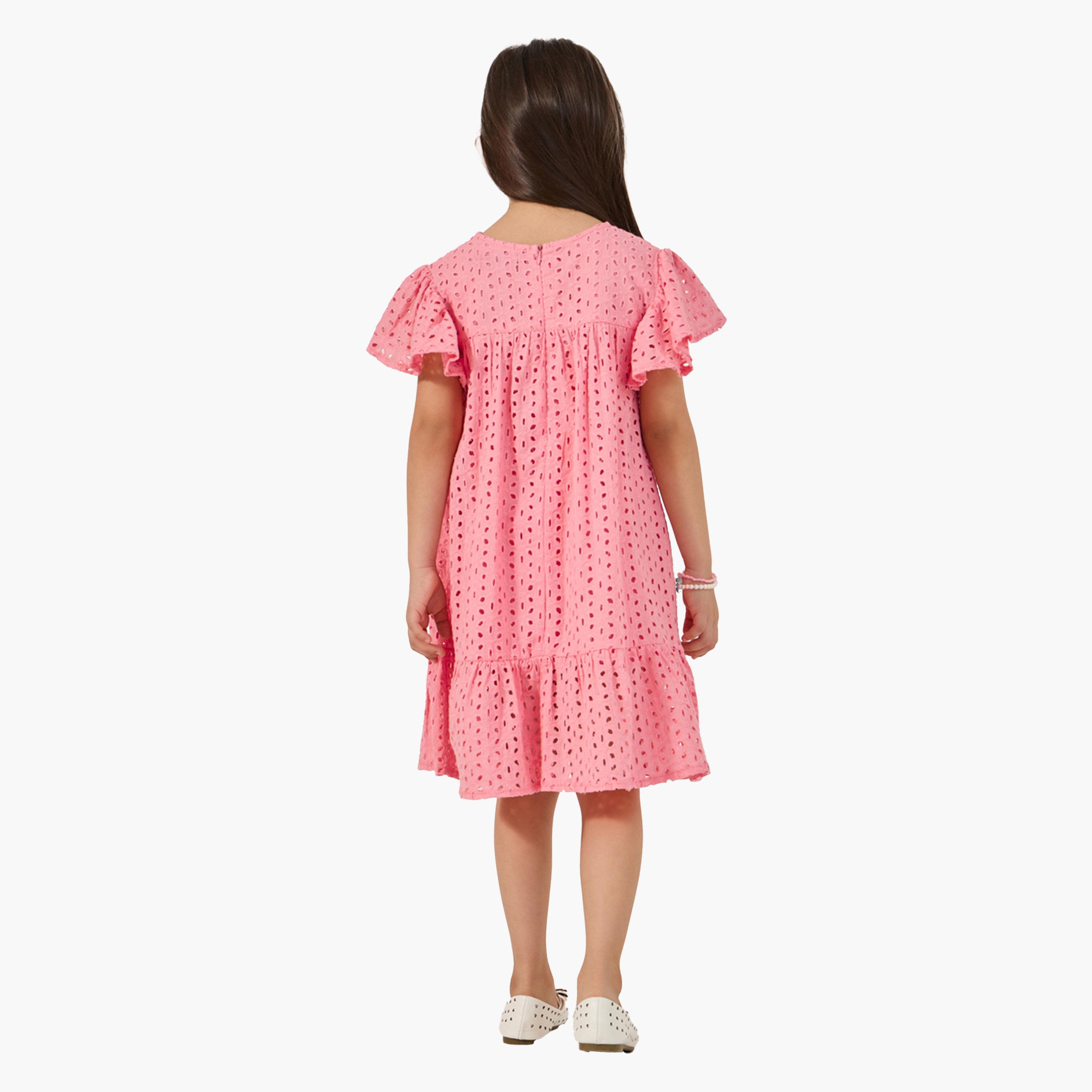 Styli Schiffli Flared Sleeves A-Line Dress-girls-clothing-dressesandjumpsuits-image-4