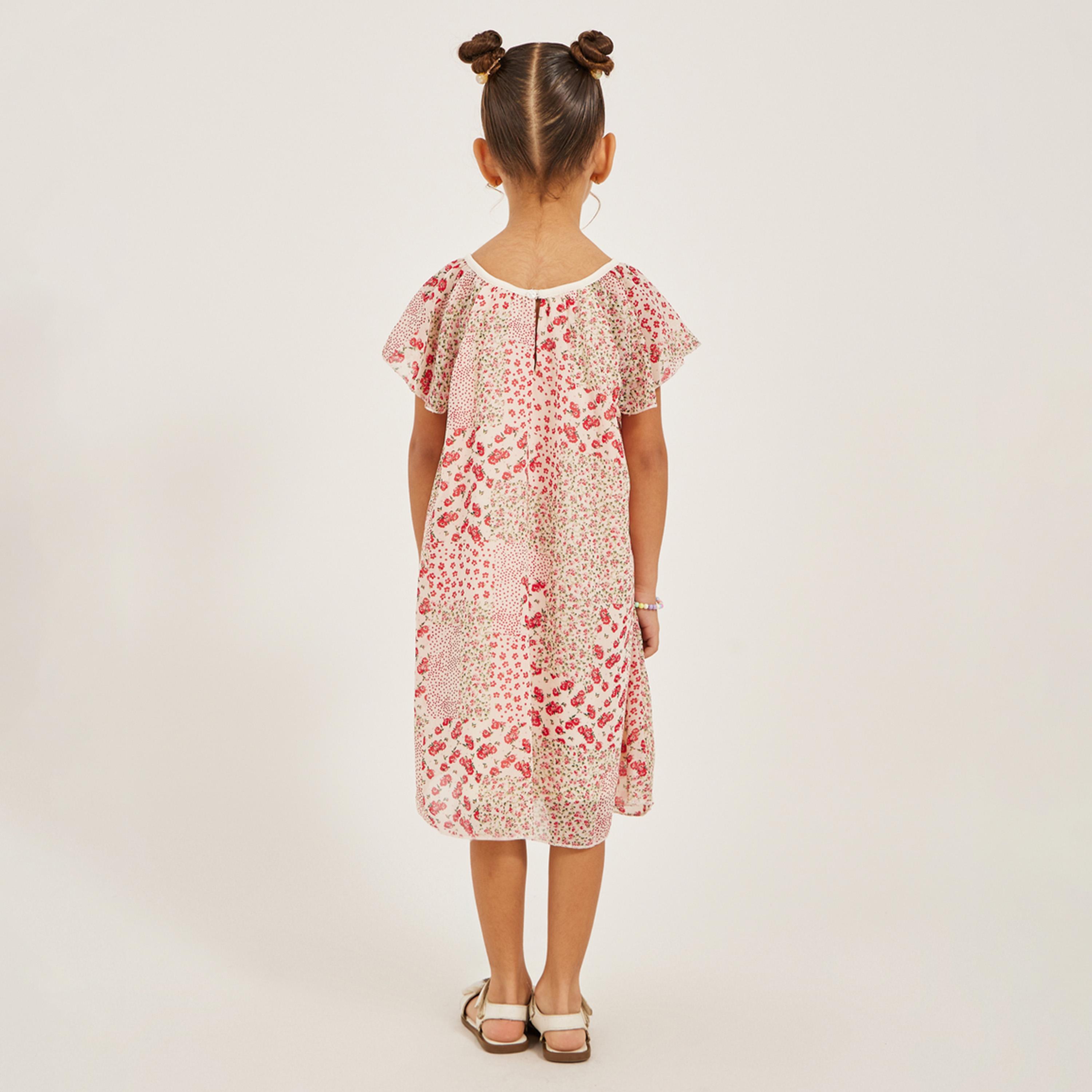 Styli Floral Print A line dress-girls-clothing-dressesandjumpsuits-image-4