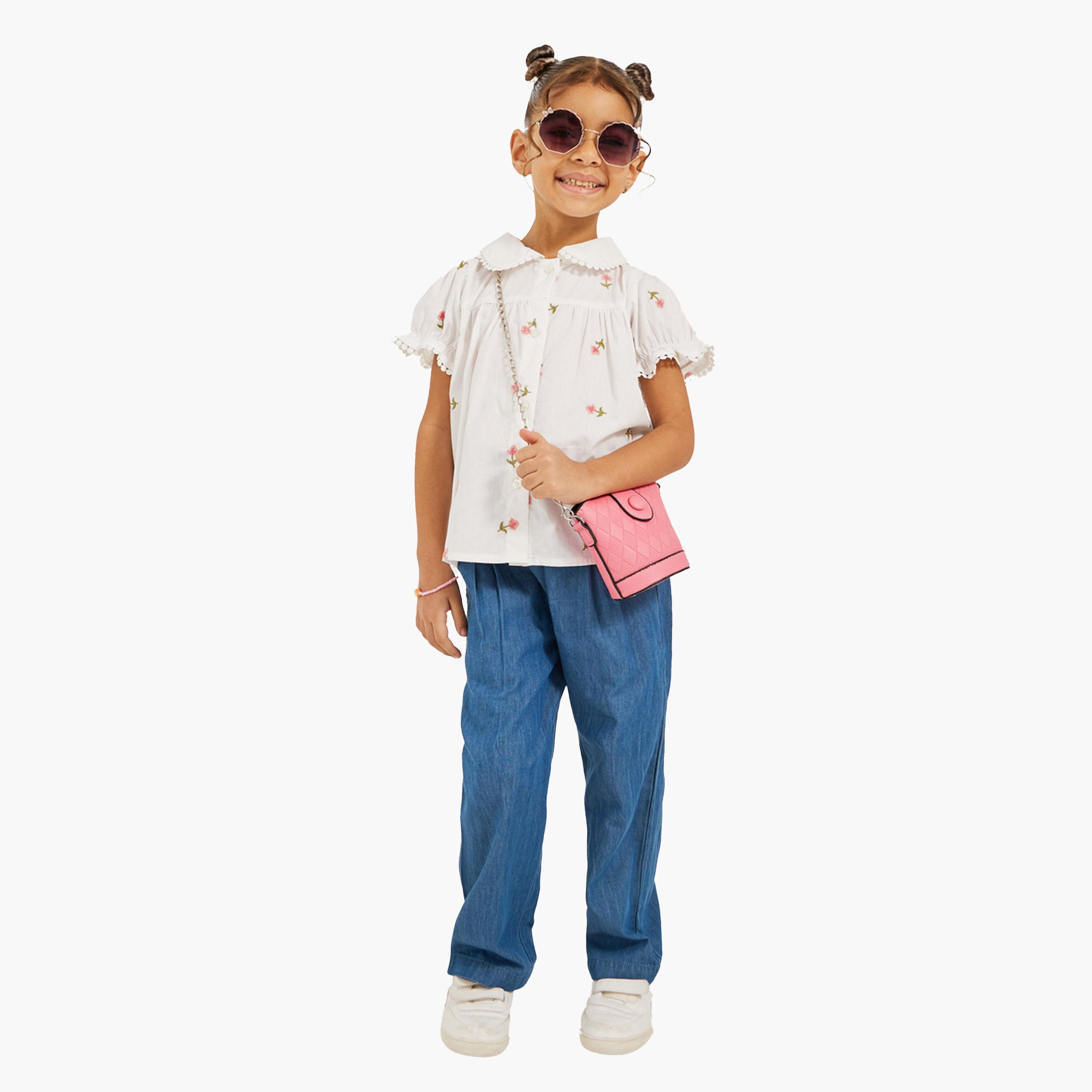 Styli Floral Embroidered Puff Sleeve Shirt-girls-clothing-blousesandshirts-image-3