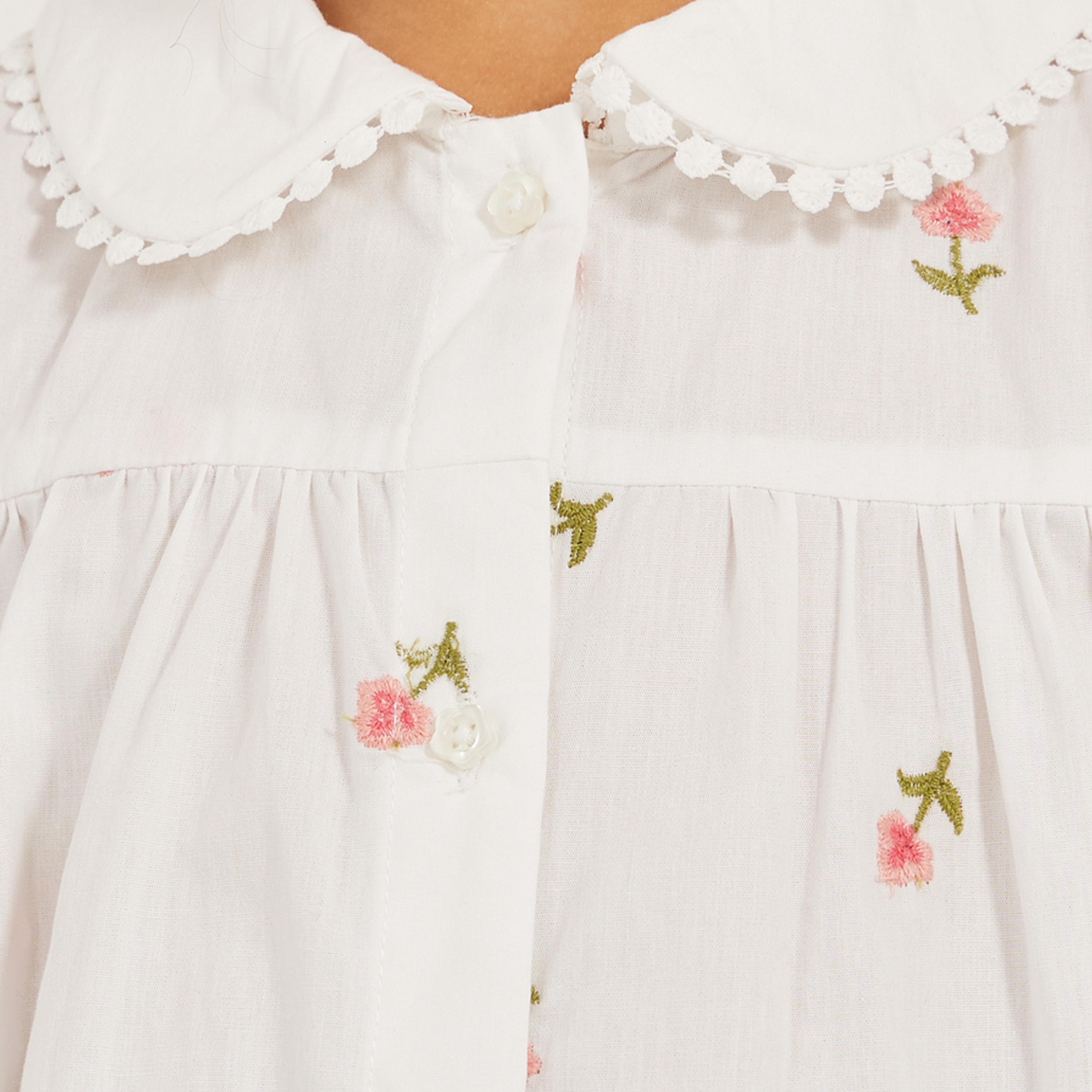 ستايلي-  قميص بأكمام منتفخة مطرز بالزهور-girls-clothing-blousesandshirts-image-4