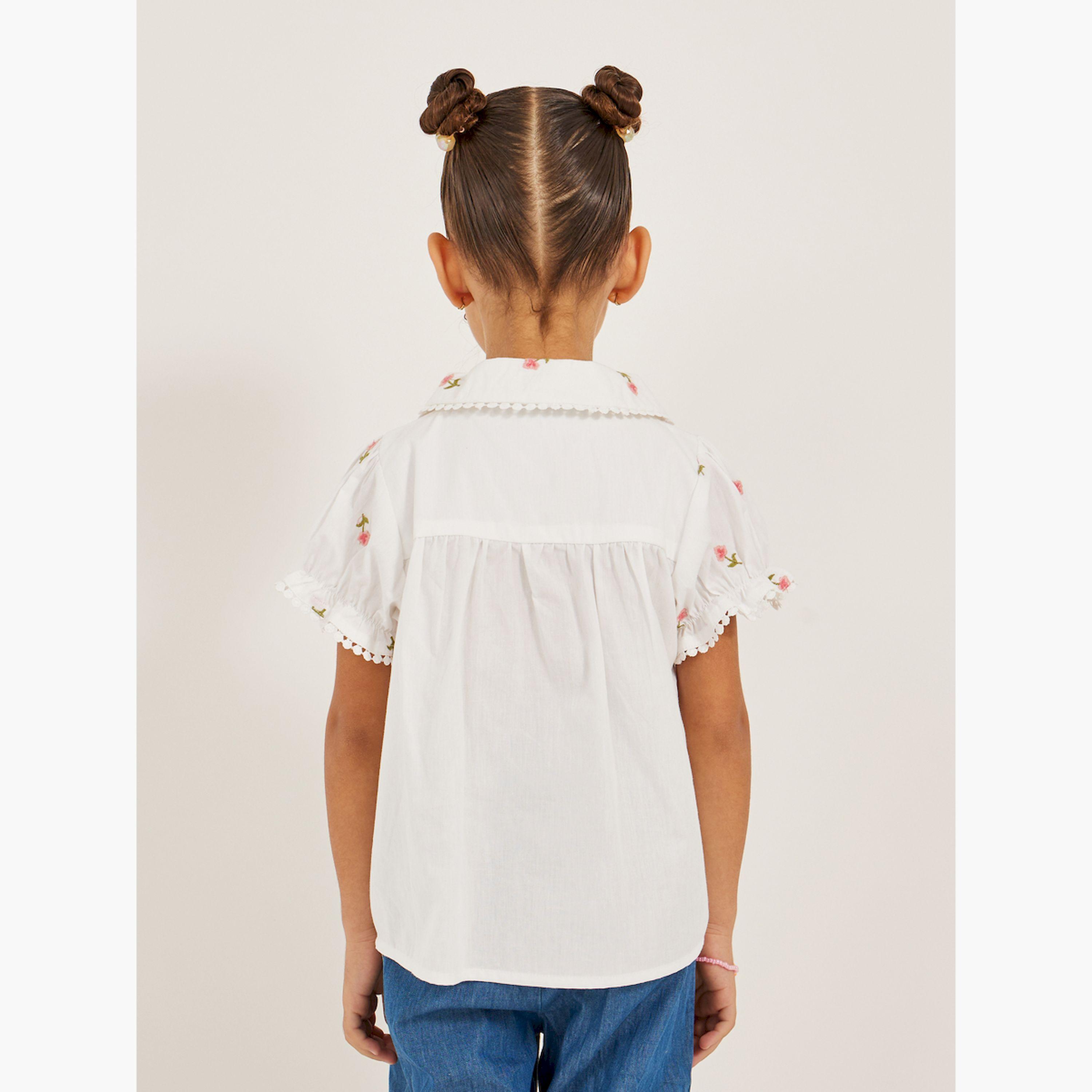 Styli Floral Embroidered Puff Sleeve Shirt-girls-clothing-blousesandshirts-image-5