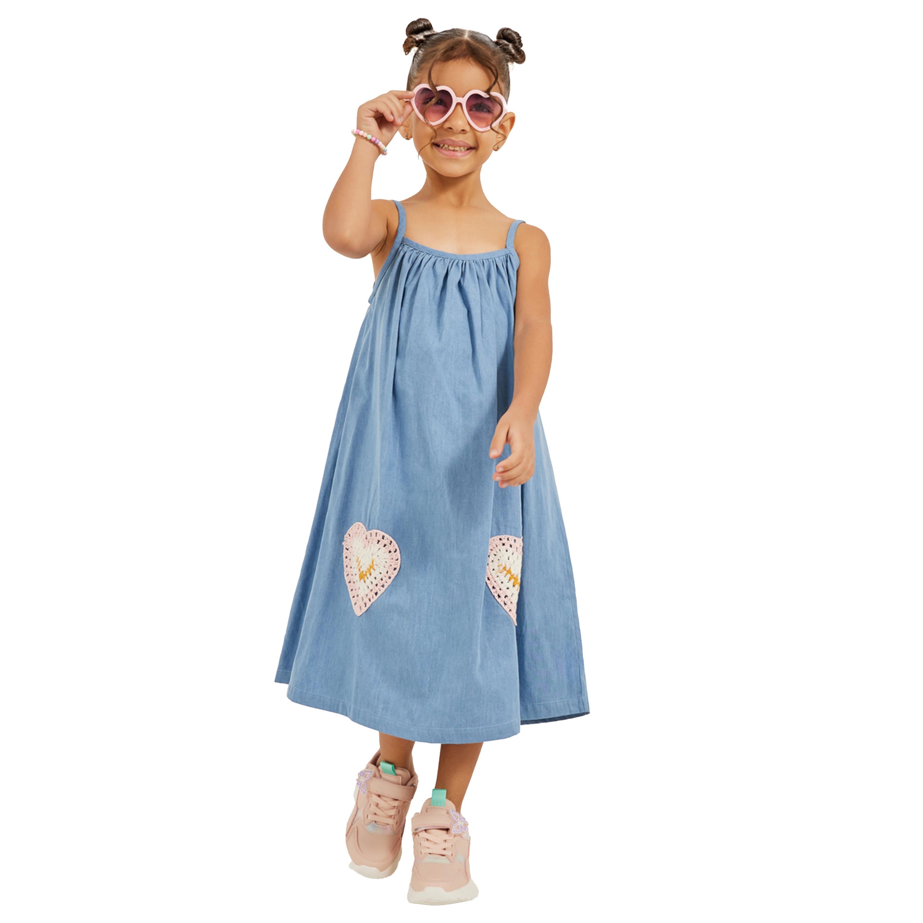 ستايلي - فستان جينز مزين بجيب كروشيه-girls-clothing-dressesandjumpsuits-image-1