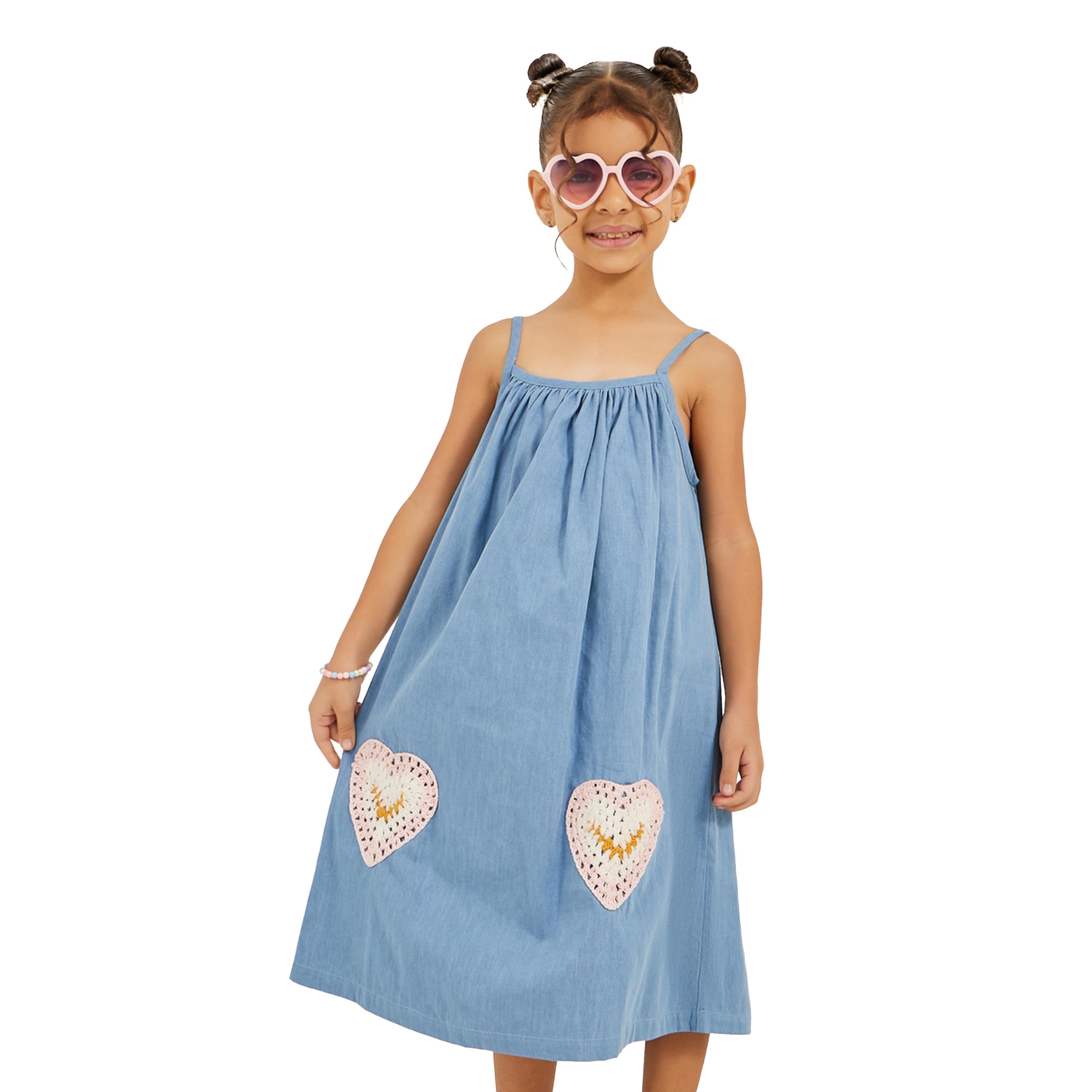 ستايلي - فستان جينز مزين بجيب كروشيه-girls-clothing-dressesandjumpsuits-image-2