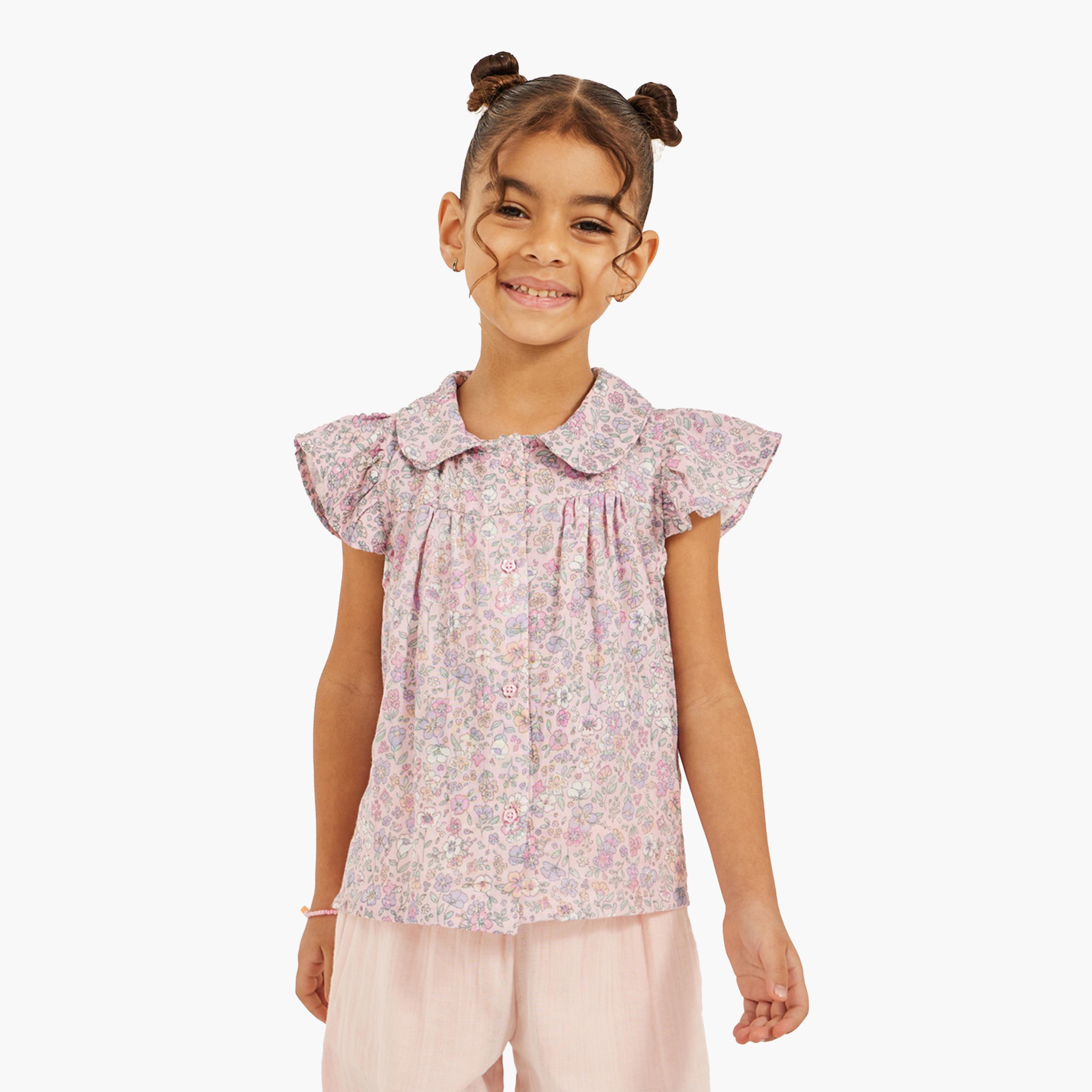 Styli Floral Printed Ruffled Sleeve Shirt-girls-clothing-blousesandshirts-image-1