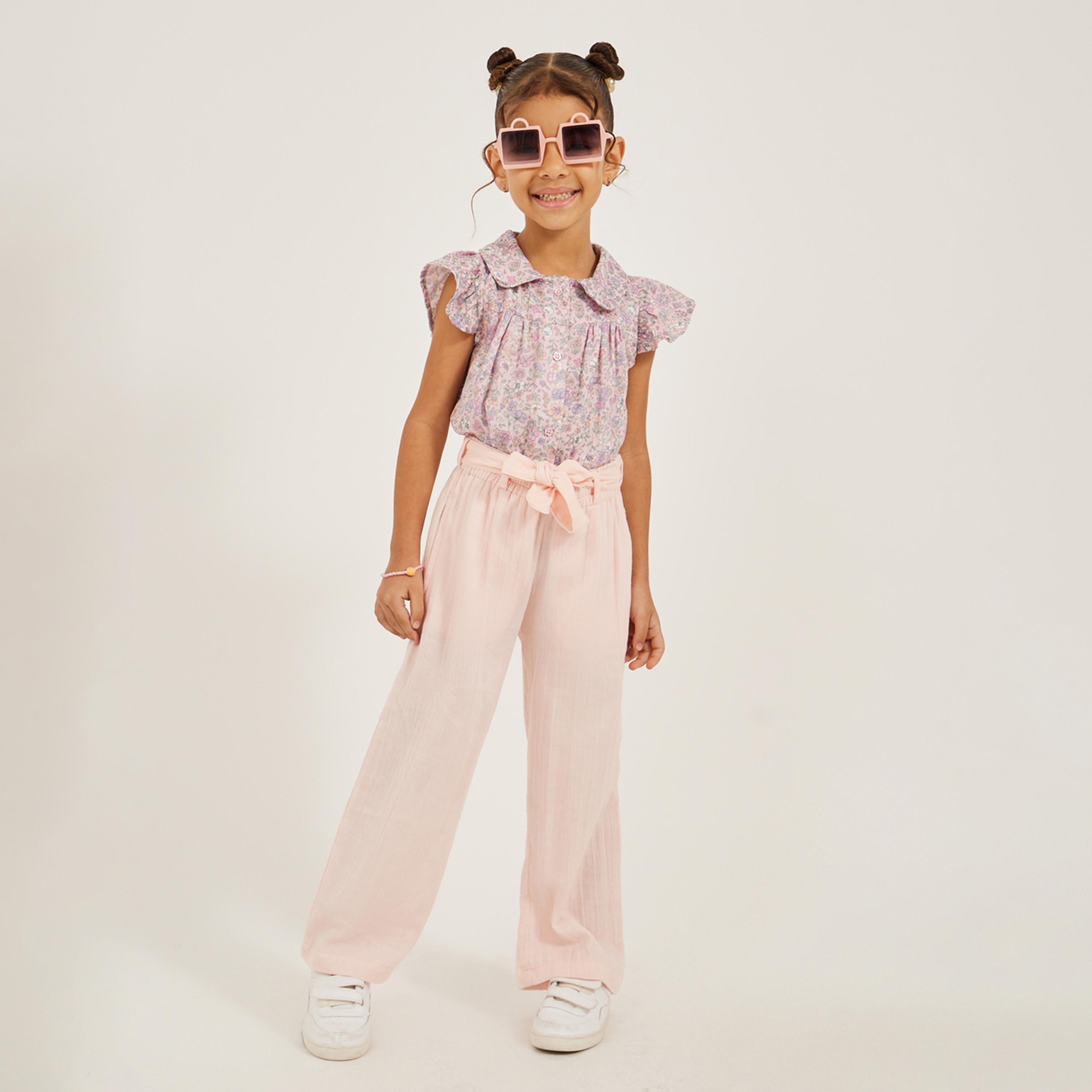 ستايلي - بنطال قصير مع حزام من القماش نفسه-girls-clothing-bottoms-trousers-image-2