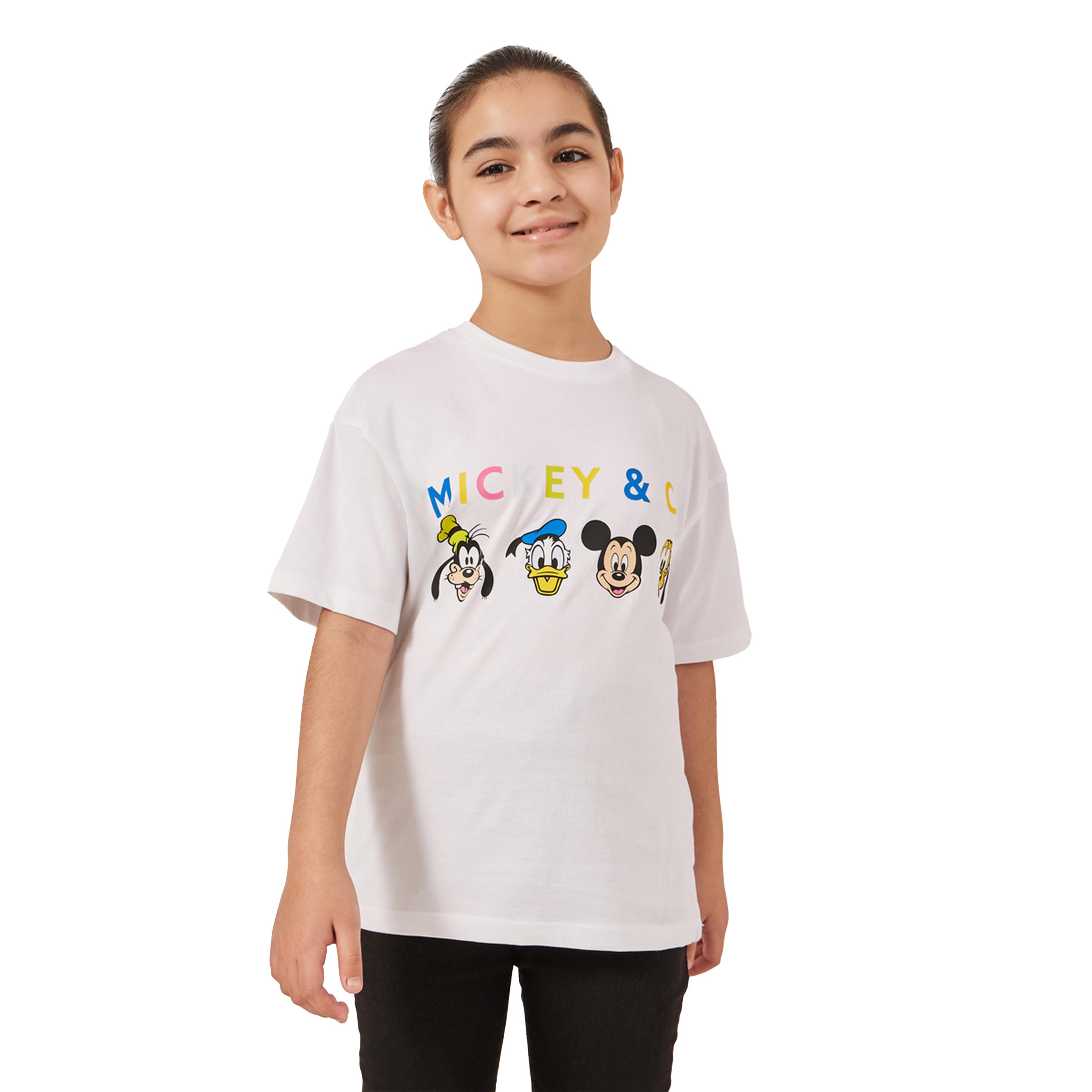ستايلي - تي شيرت كبير الحجم بطبعة شخصية ميكي وأصدقائه-girls-clothing-tshirts-image-1