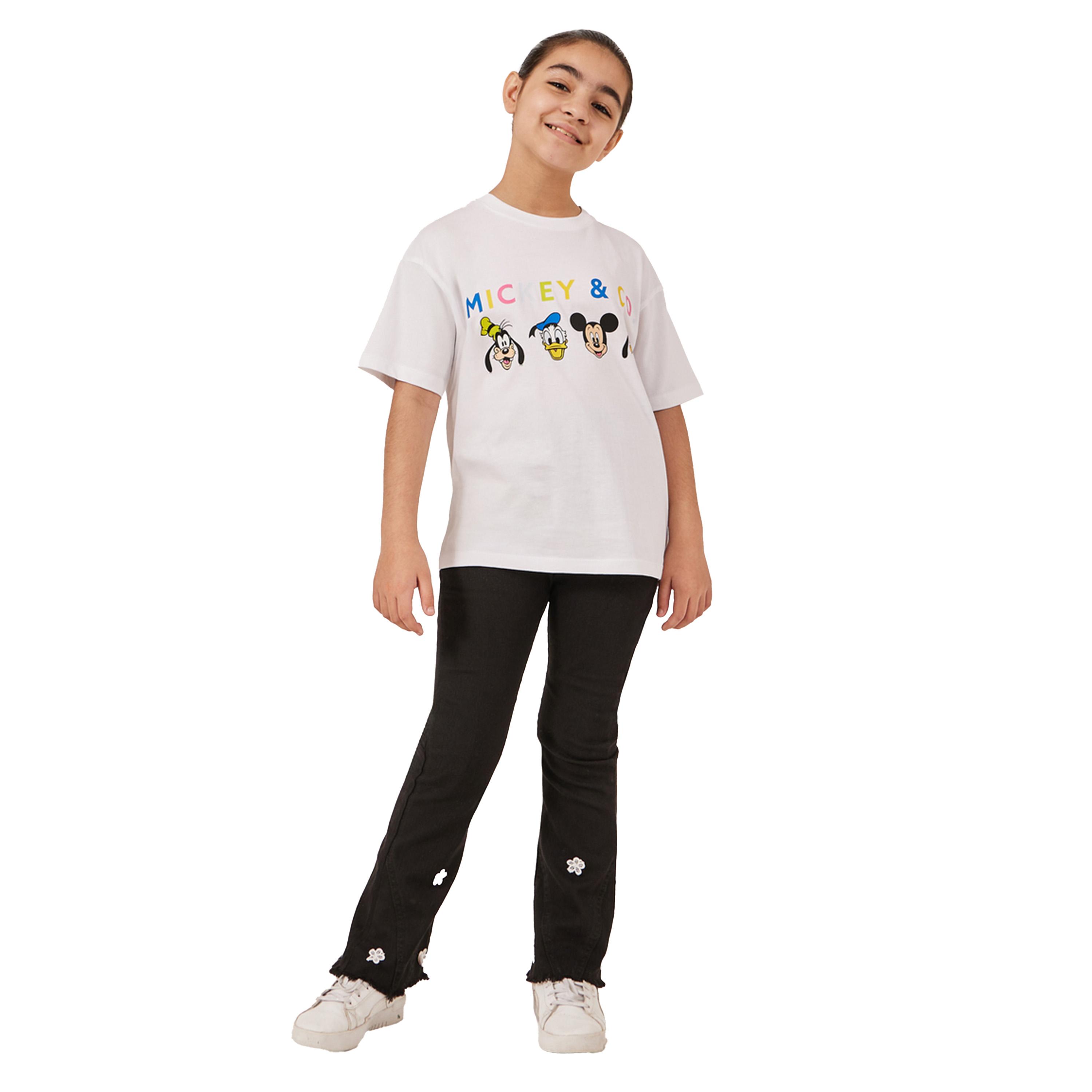 ستايلي - تي شيرت كبير الحجم بطبعة شخصية ميكي وأصدقائه-girls-clothing-tshirts-image-3