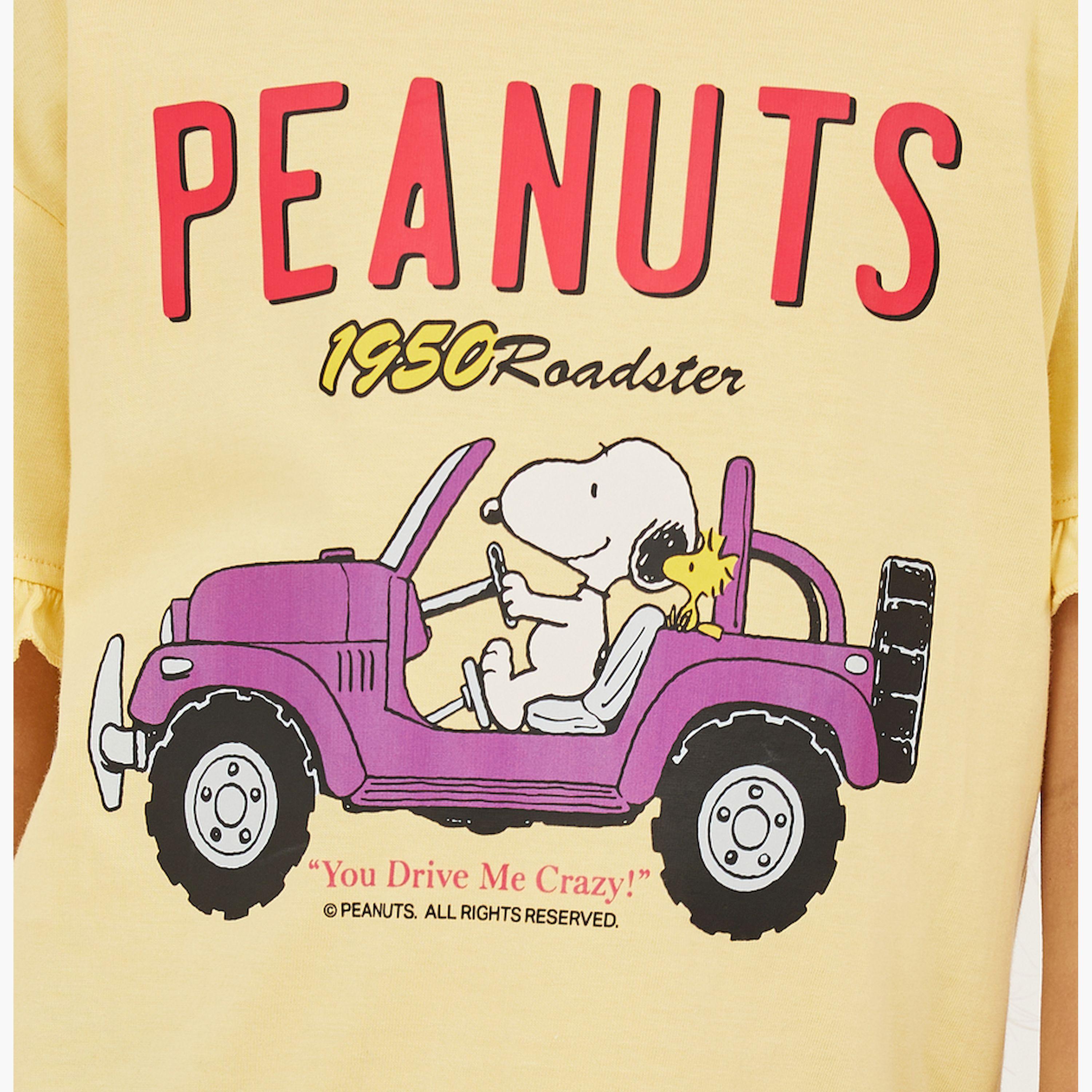 Styli Over Size Peanuts T-Shirt With Frill Sleeve-girls-clothing-tshirts-image-3